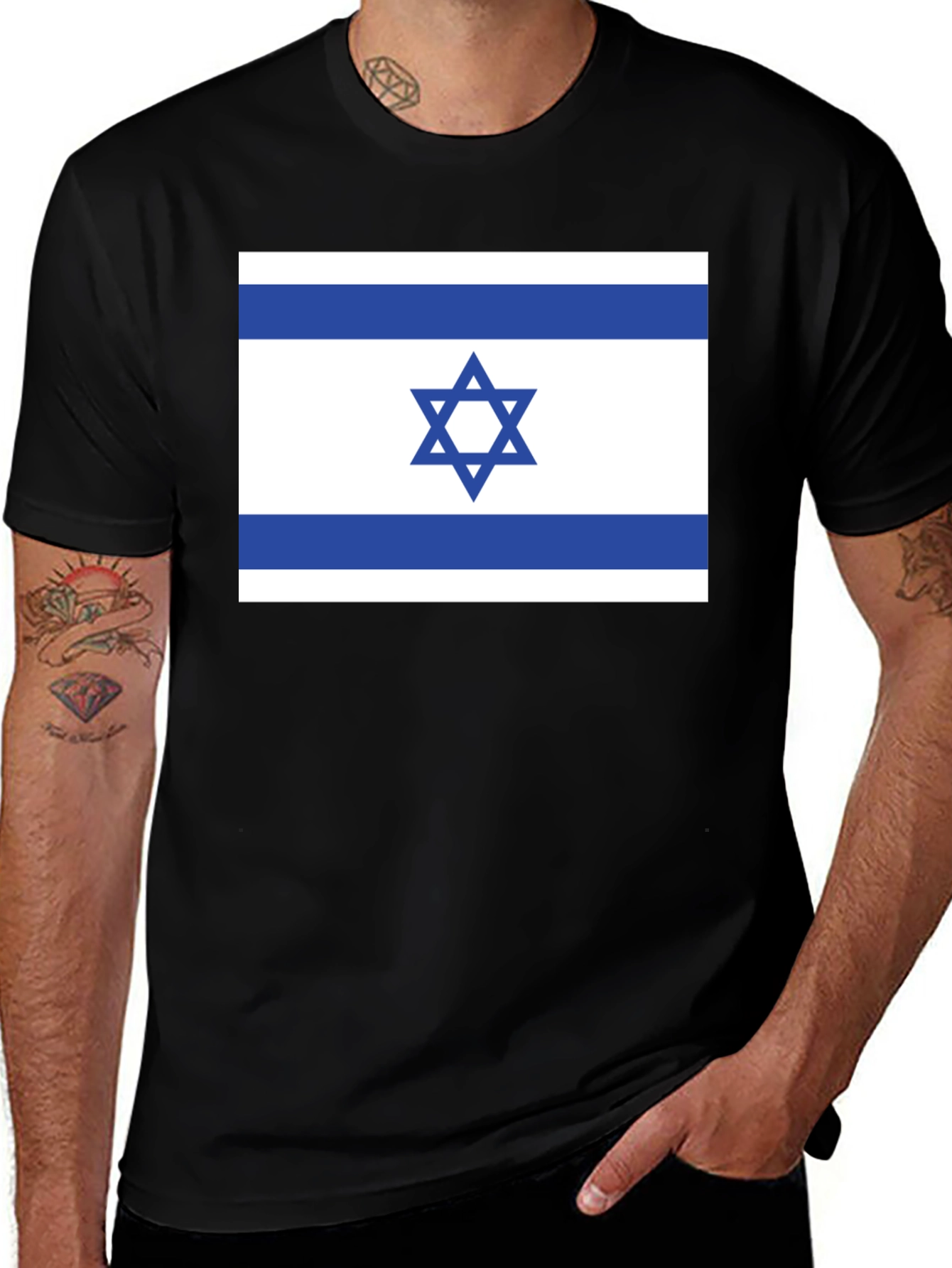 Israel Flag T-Shirt - Black Cotton Tee