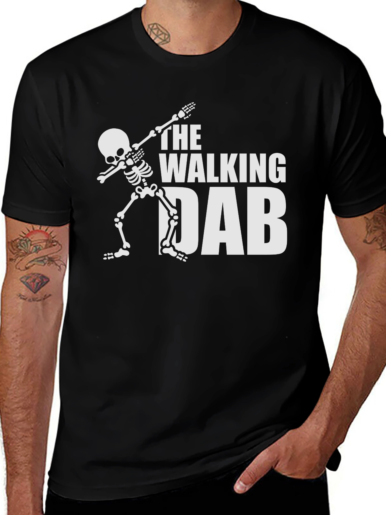 Variant 8 of The Walking Dab Skeleton Graphic Tee - Black