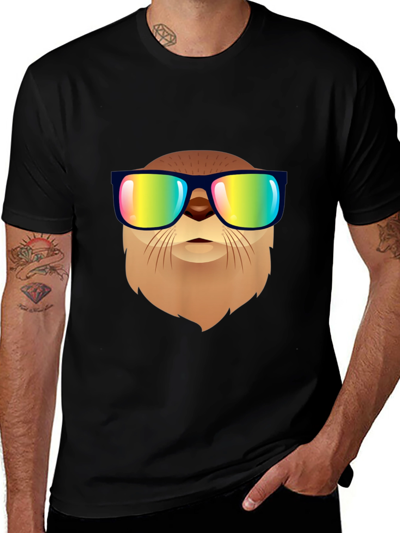 Variant 22 of Cool Otter Graphic Tee - Stylish Black T-Shirt