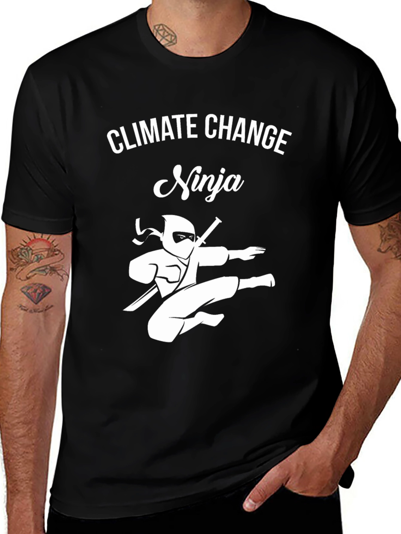 Variant 17 of Climate Change Ninja Black Graphic T-Shirt