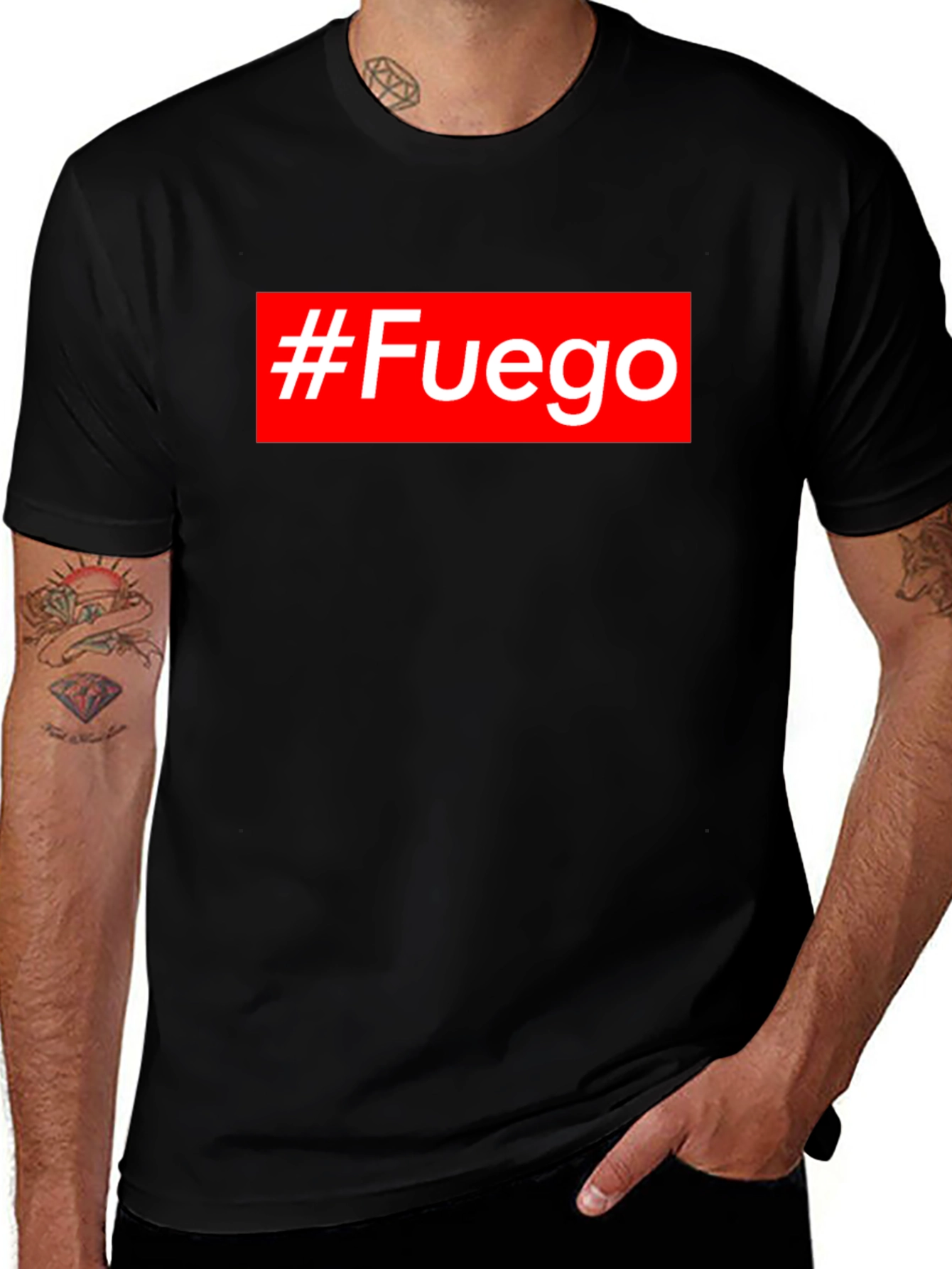 Variant 16 of "#Fuego" Graphic Tee - Bold Red & White Print