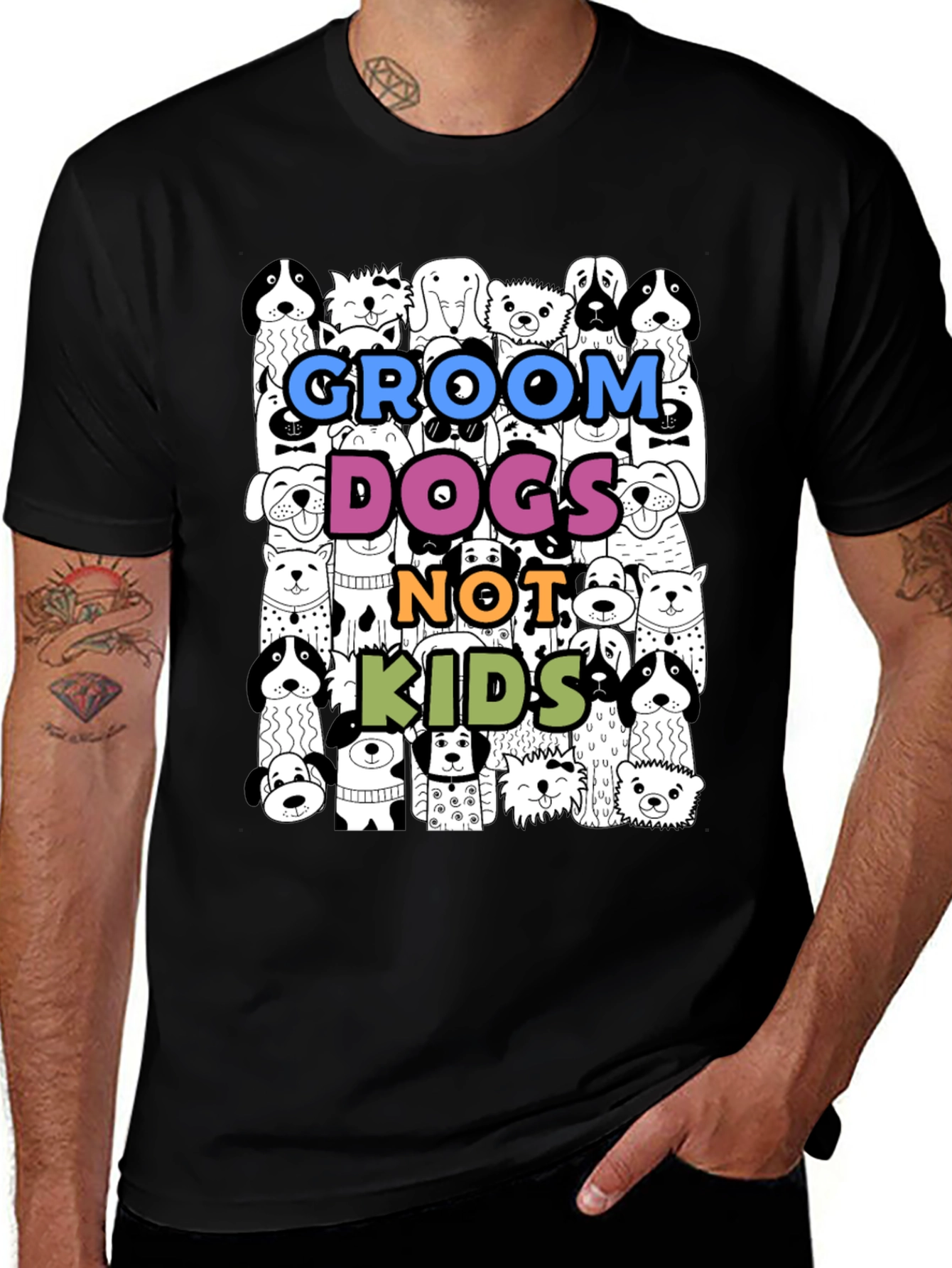 Variant 10 of Groom Dogs Not Kids Graphic Tee - Unisex Cotton T-Shirt