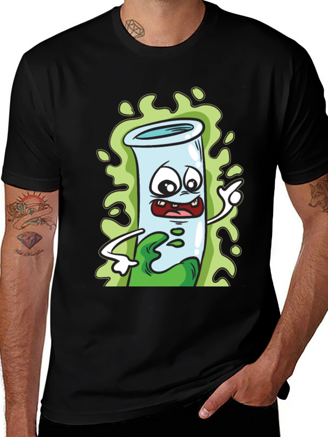 Variant 17 of Cartoon Test Tube Black T-Shirt