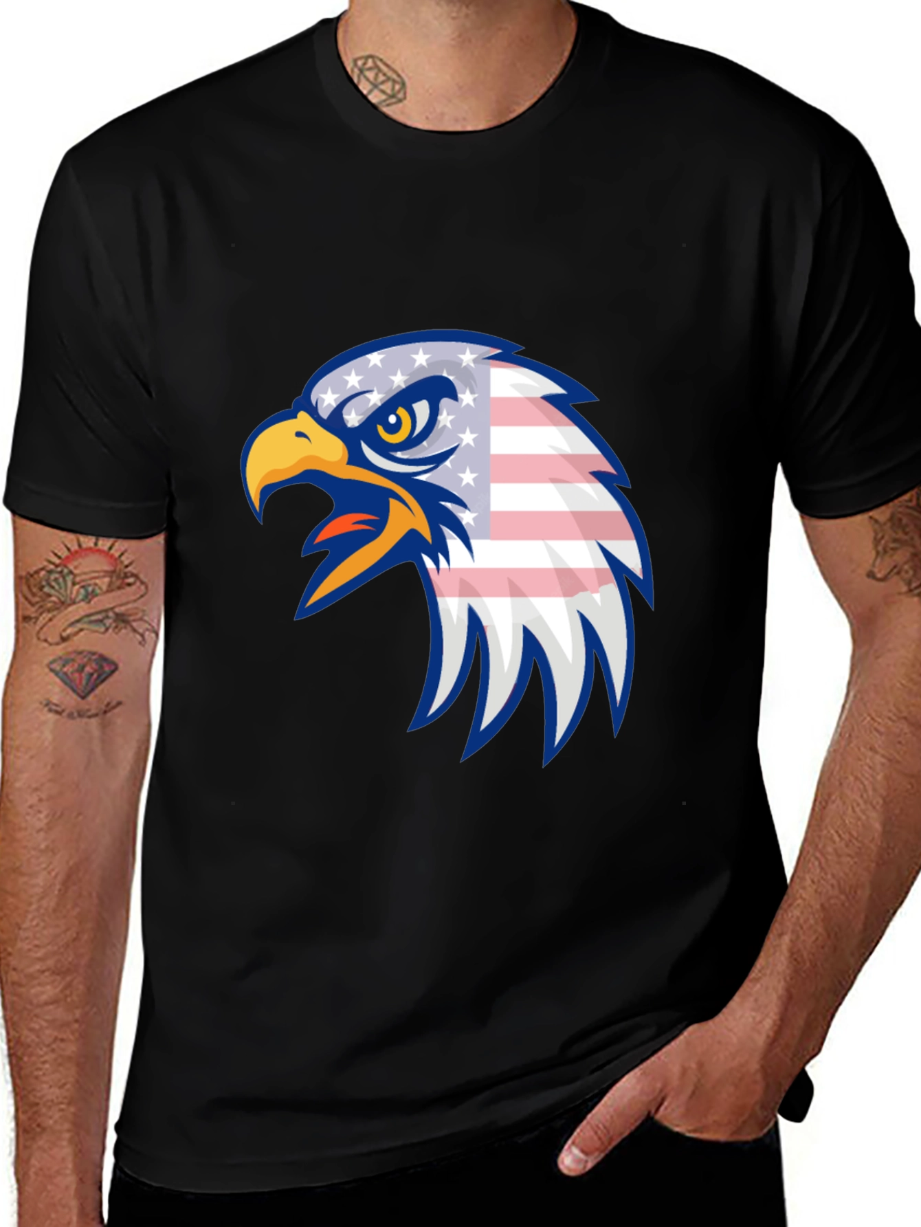 American Eagle Graphic Print Black T-Shirt
