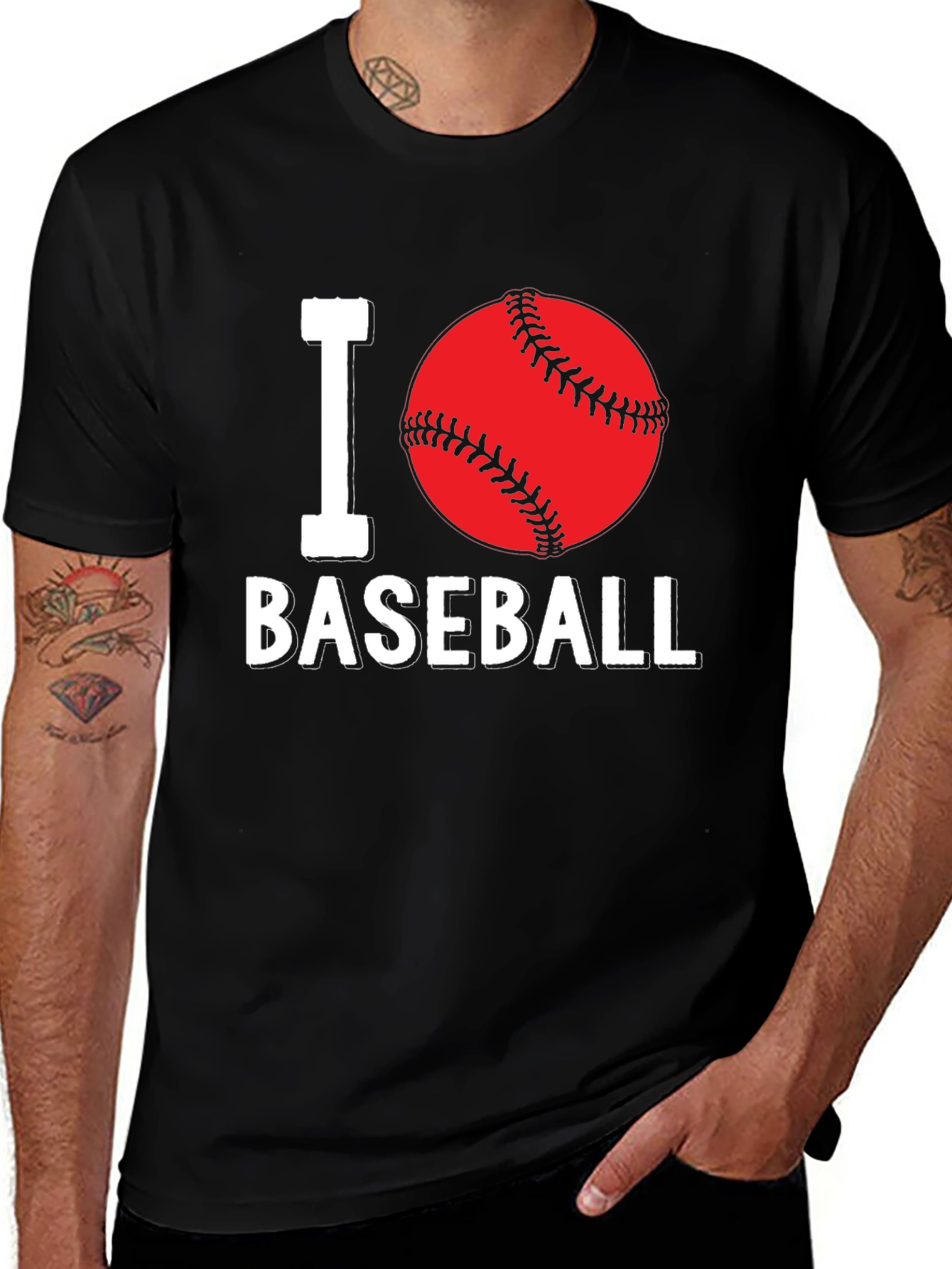 Variant 21 of I Love Baseball Graphic T-Shirt