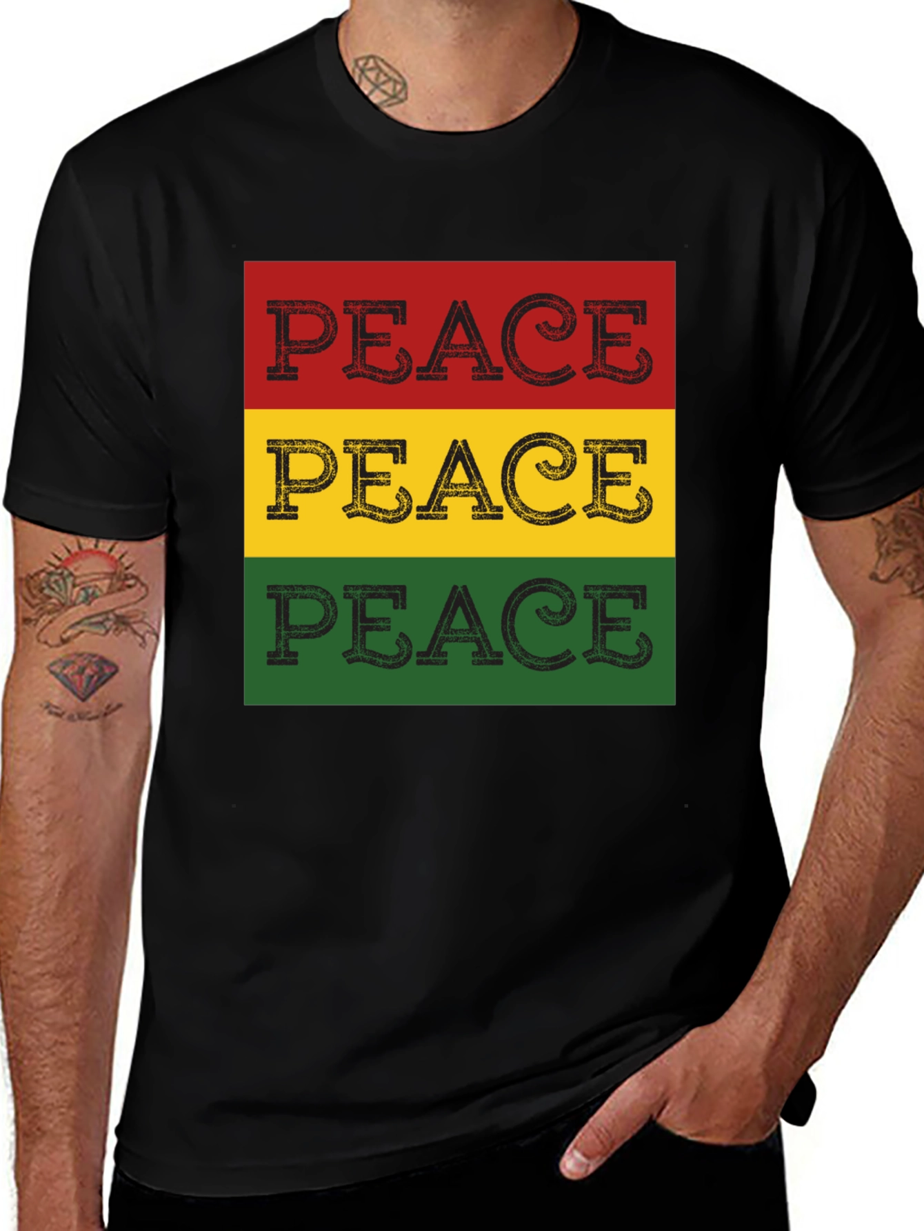 Variant 5 of Peace Rasta Colors T-Shirt - Reggae Style