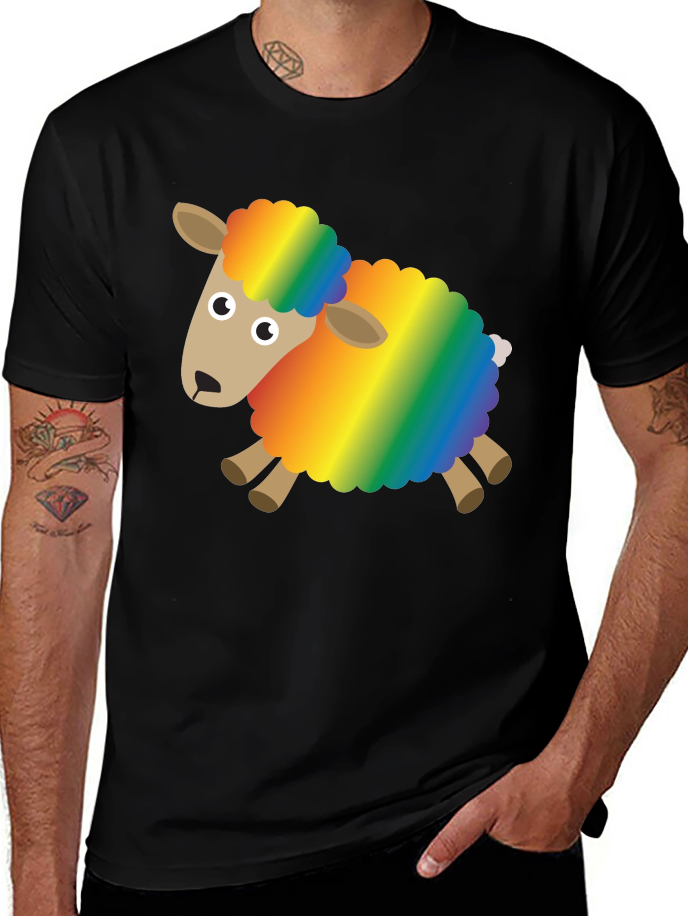 Variant 24 of Rainbow Sheep Graphic Tee - Fun & Unique Design