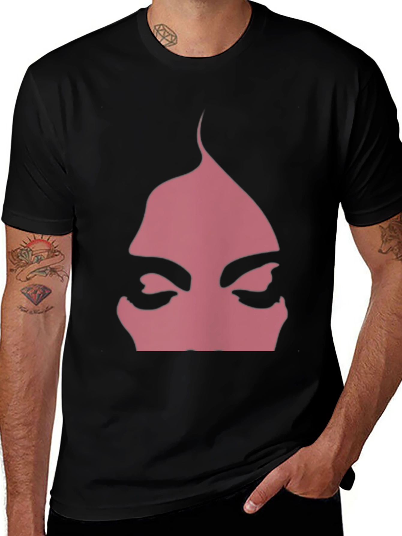 Variant 22 of Pink Face Graphic Black T-Shirt