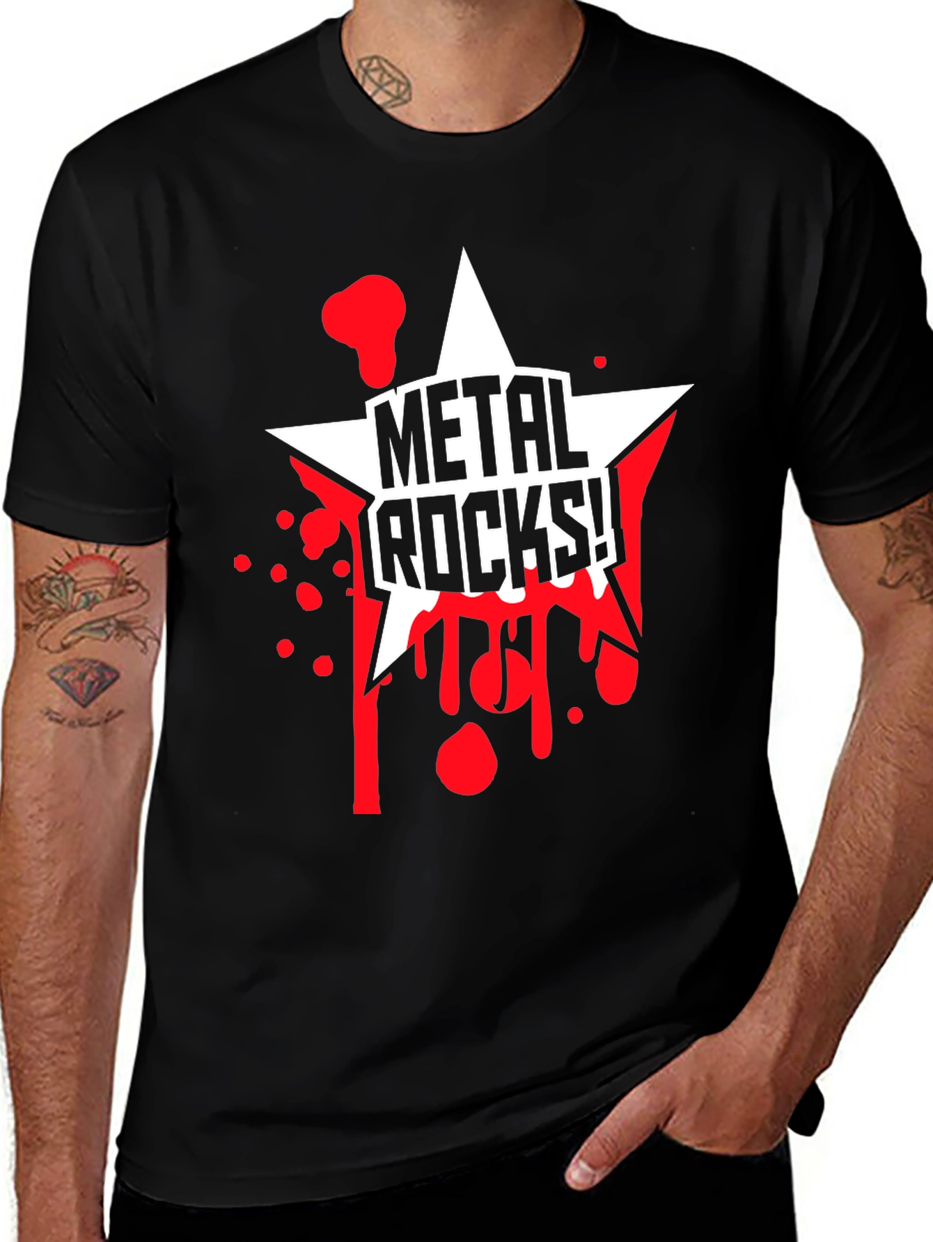 Variant 20 of Metal Rocks T-Shirt - Black with Graphic Print