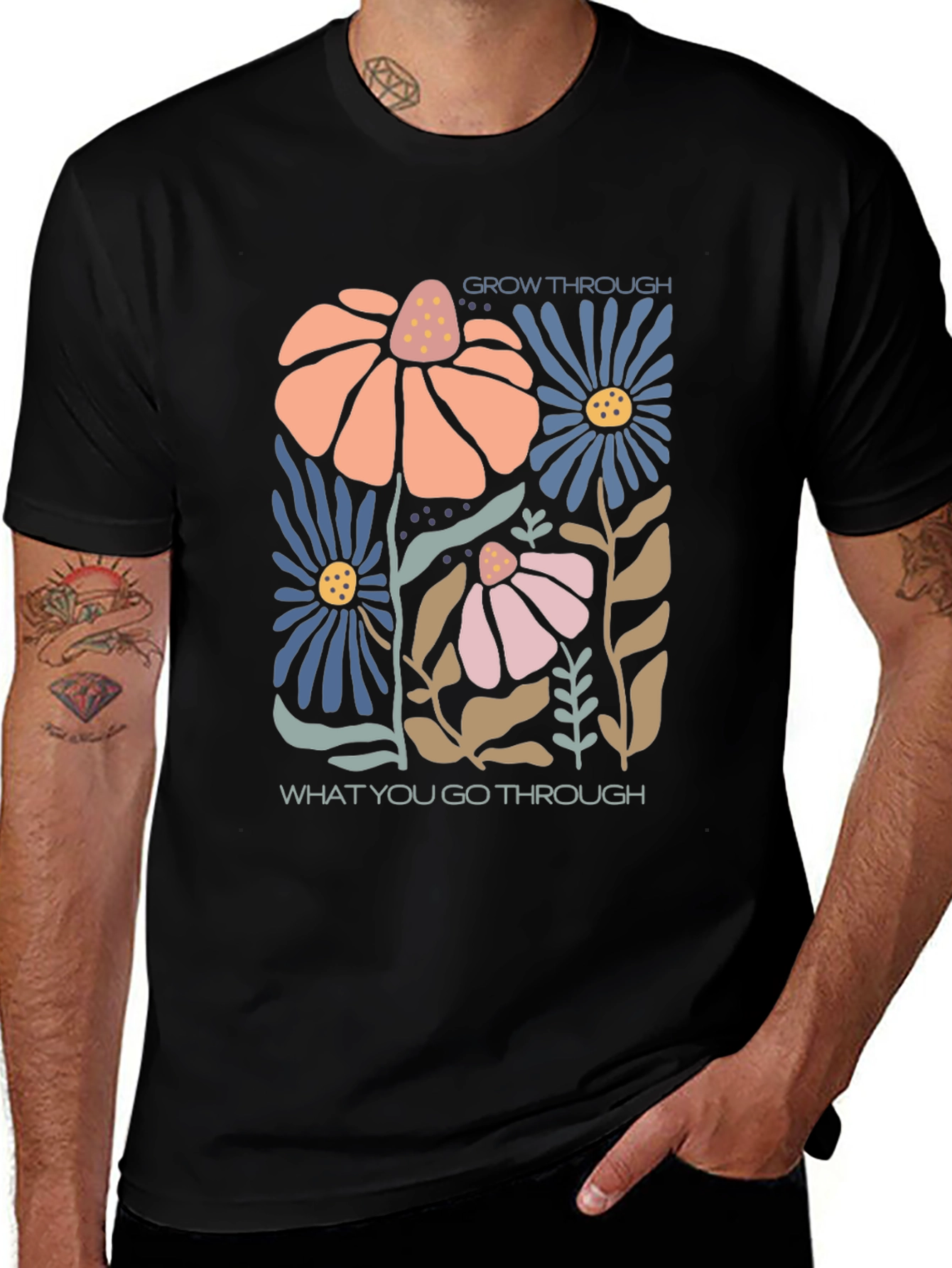 Variant 19 of Floral Graphic T-Shirt - Grow Through What You Go Through