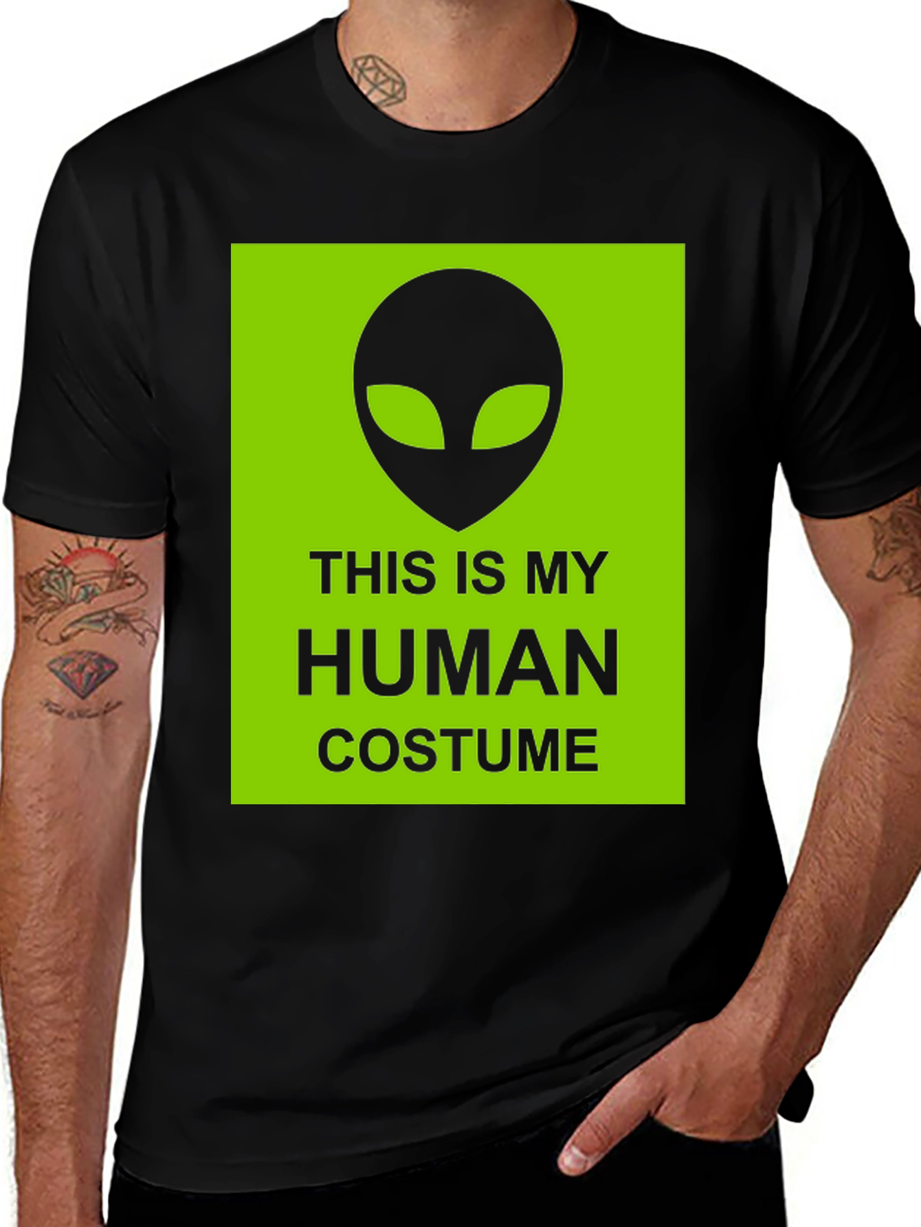 Variant 17 of Alien Human Costume T-Shirt - Funny Halloween Tee
