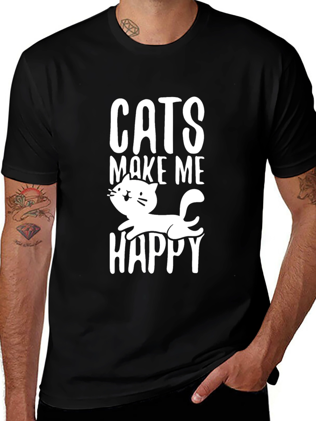 Variant 17 of Cats Make Me Happy Graphic T-Shirt