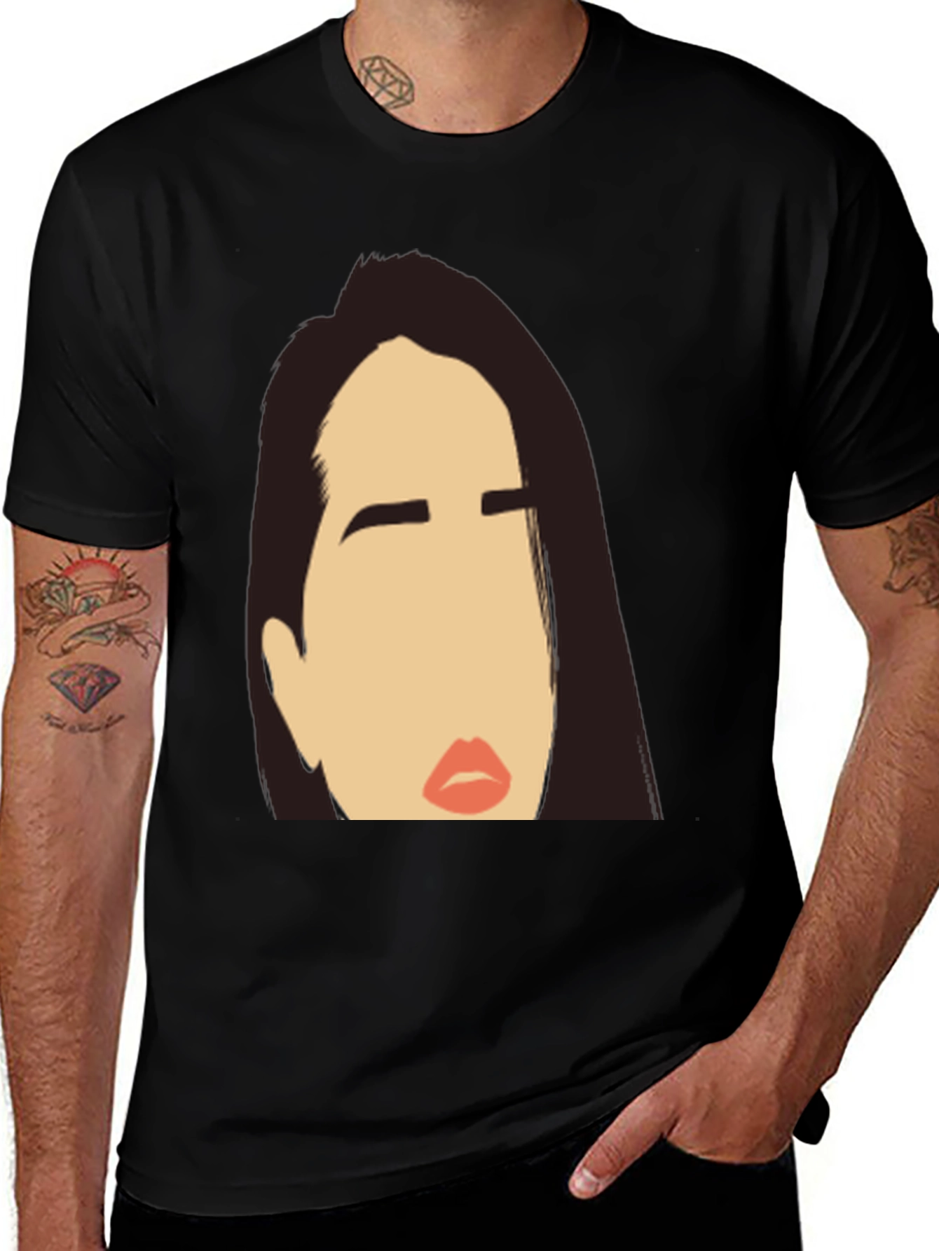 Variant 12 of Abstract Face Black T-Shirt