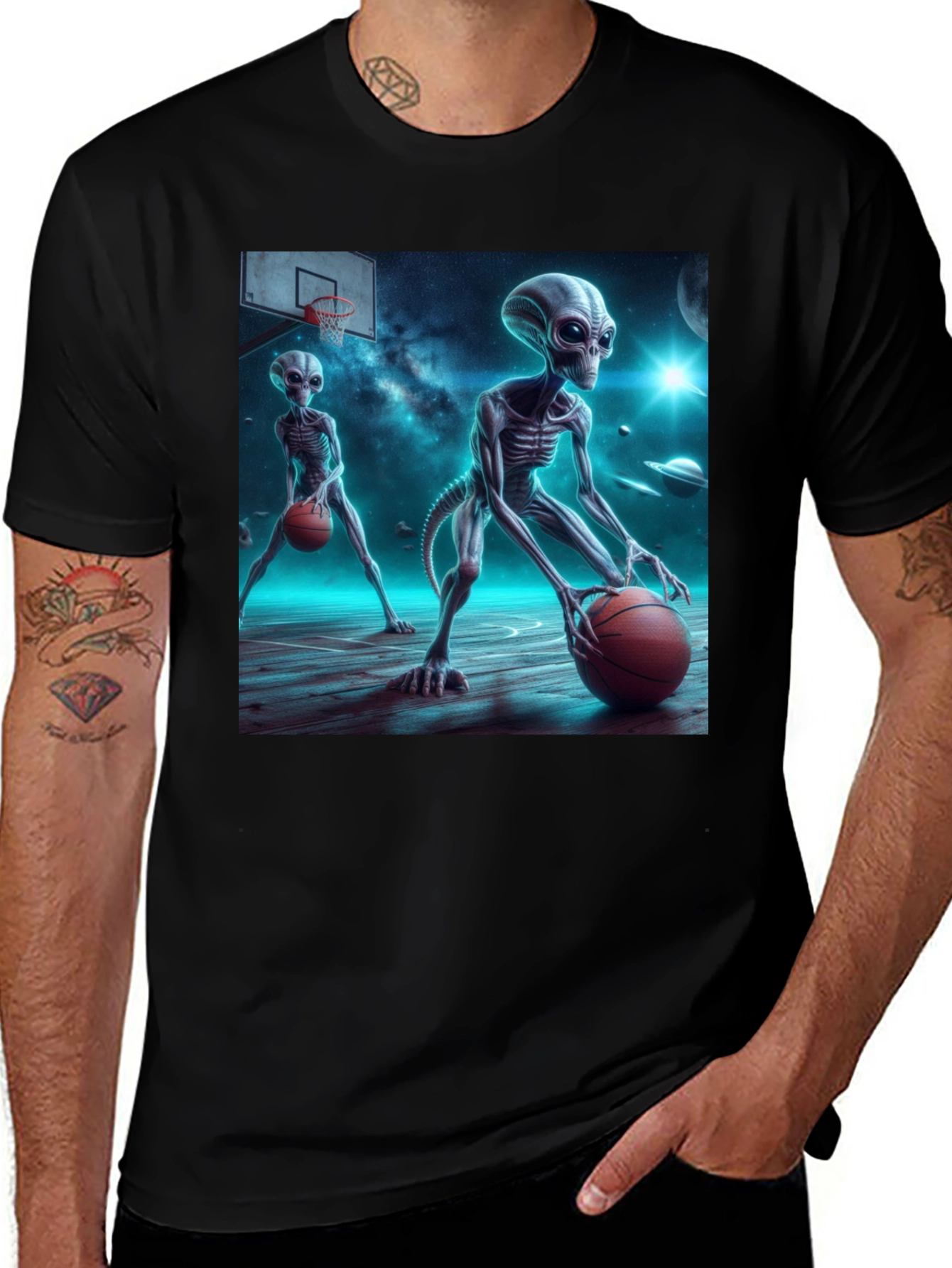 Variant 12 of Alien Basketball Graphic Tee - Out of This World Style