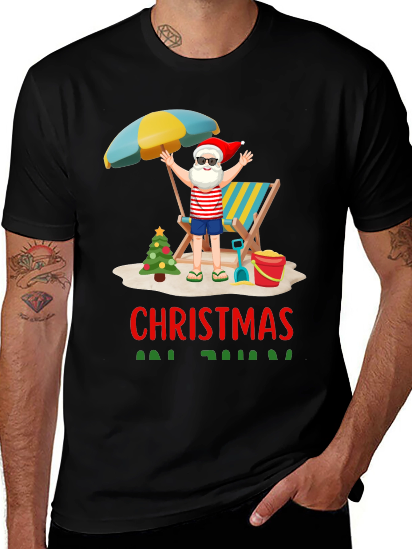 Christmas Beach Santa T-Shirt