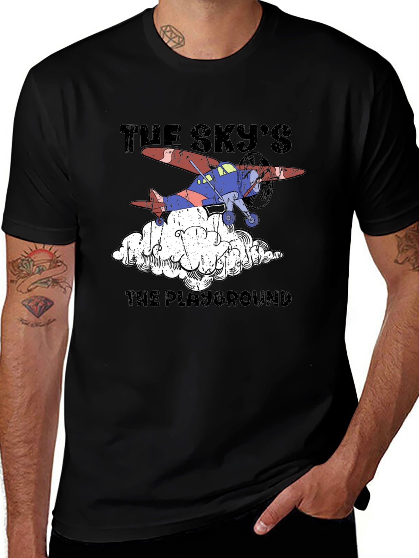Sky's The Playground Airplane Graphic T-Shirt