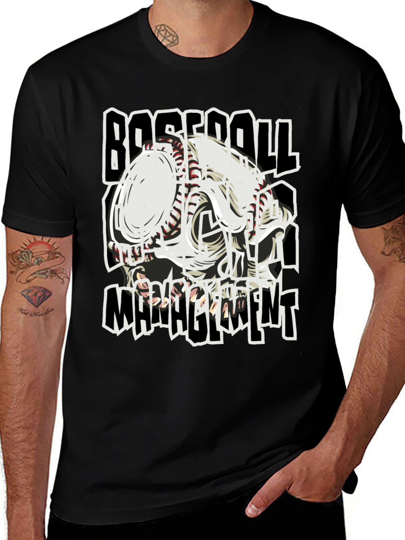 Black Baseball Management Graphic Tee main image