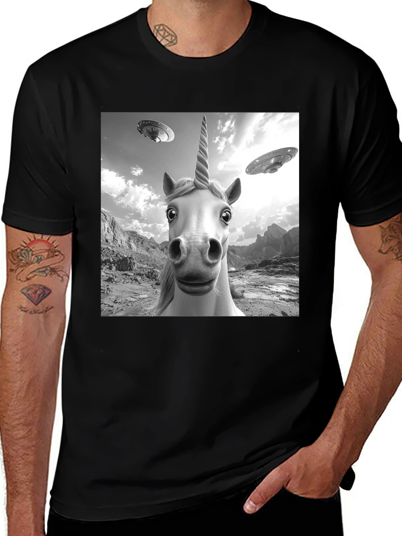 Variant 20 of Unicorn UFO Black T-Shirt