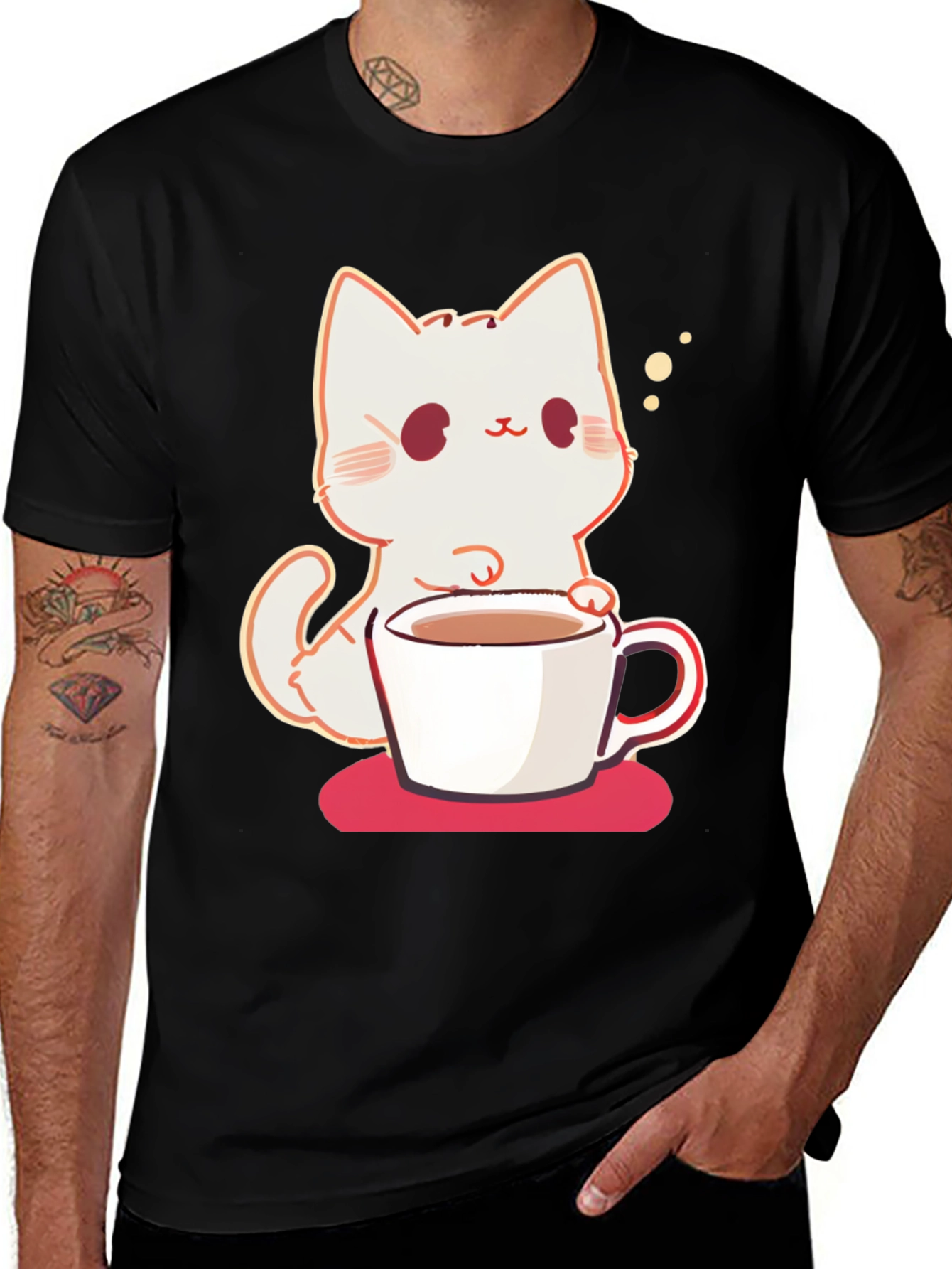 Variant 13 of Cute Cat with Coffee T-Shirt