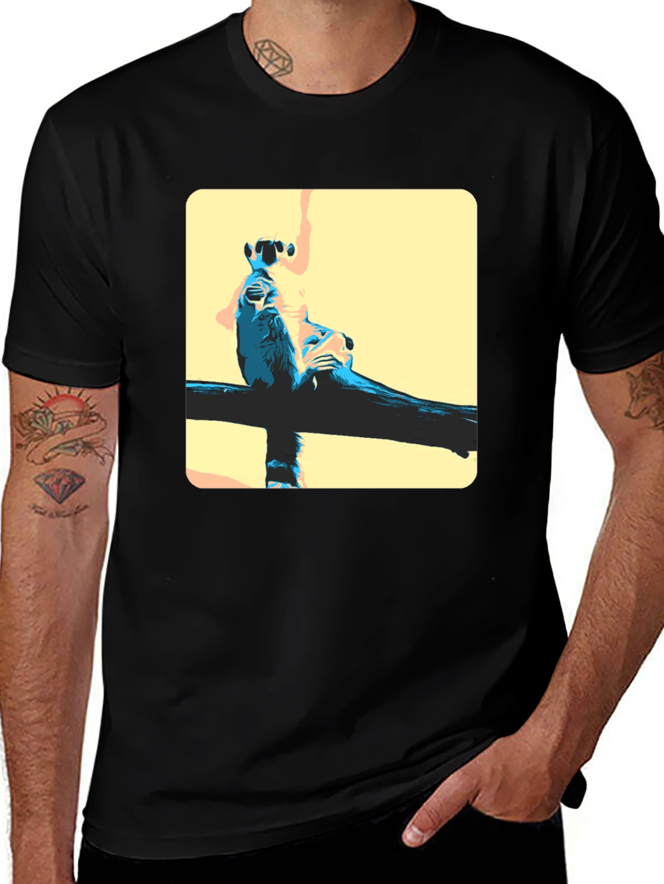 Variant 13 of Cool Meerkat Design Black T-Shirt