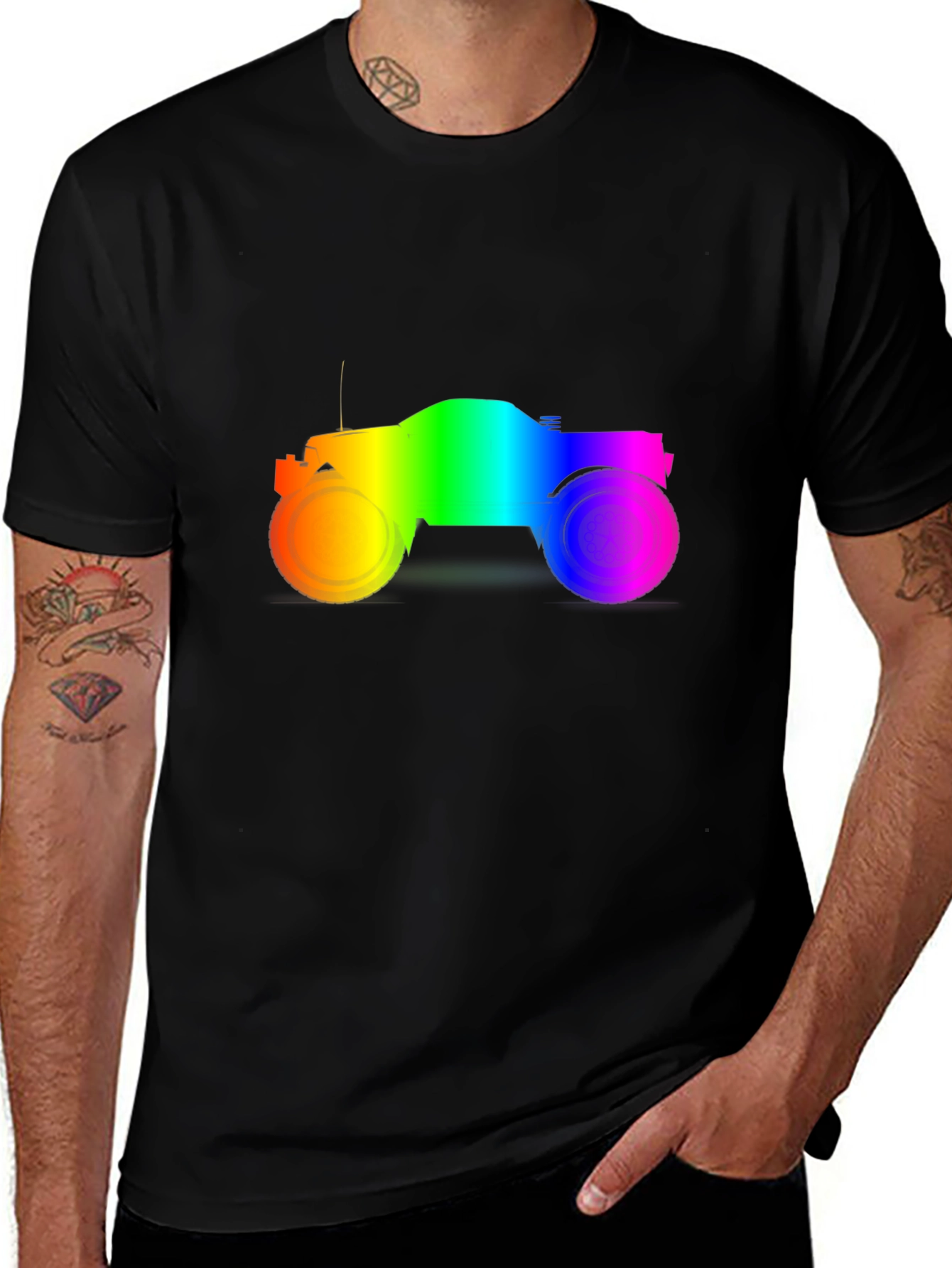 Variant 19 of Rainbow Monster Truck Black T-Shirt