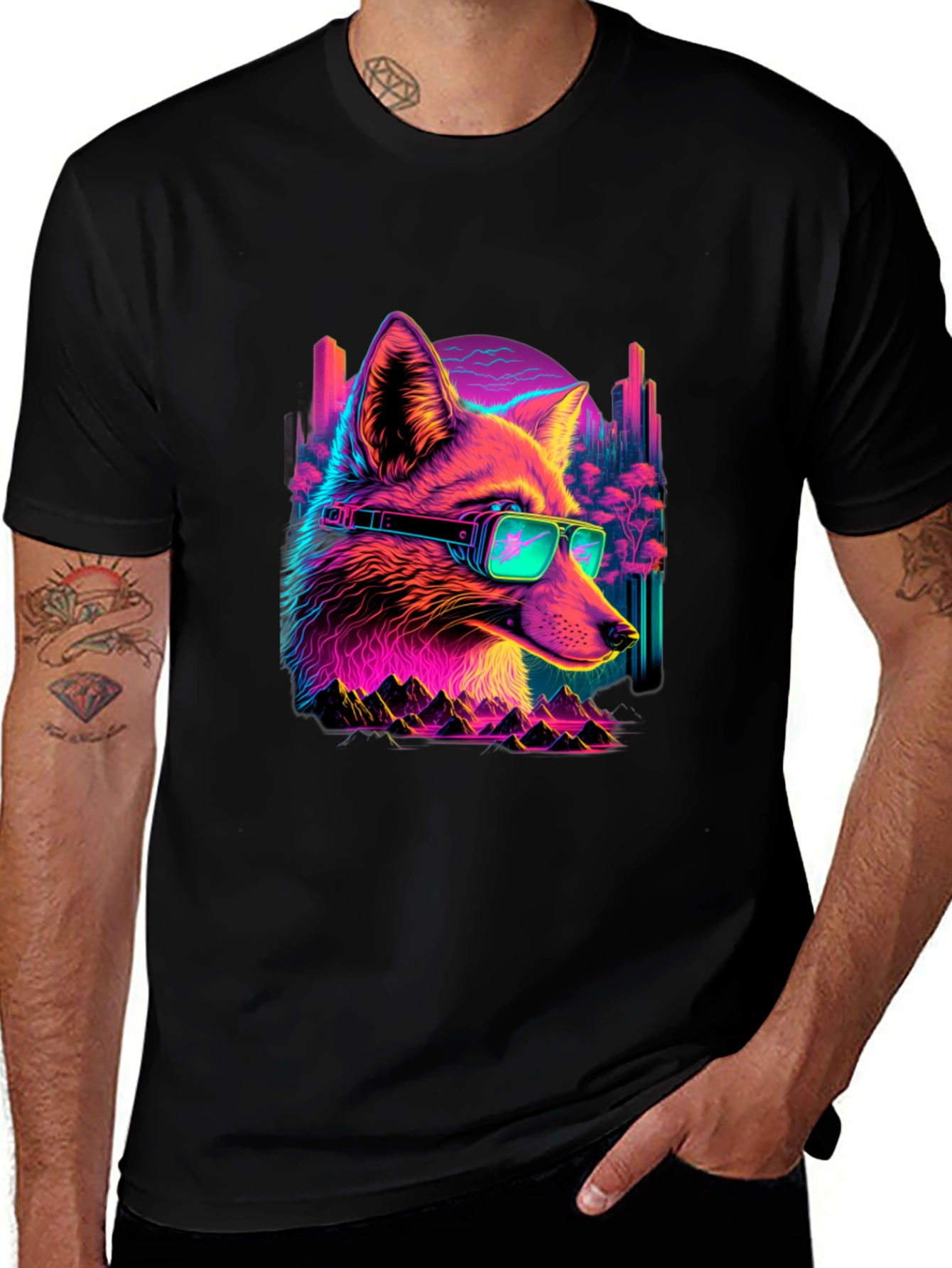 Variant 16 of Retro Fox T-Shirt - Cyberpunk Style