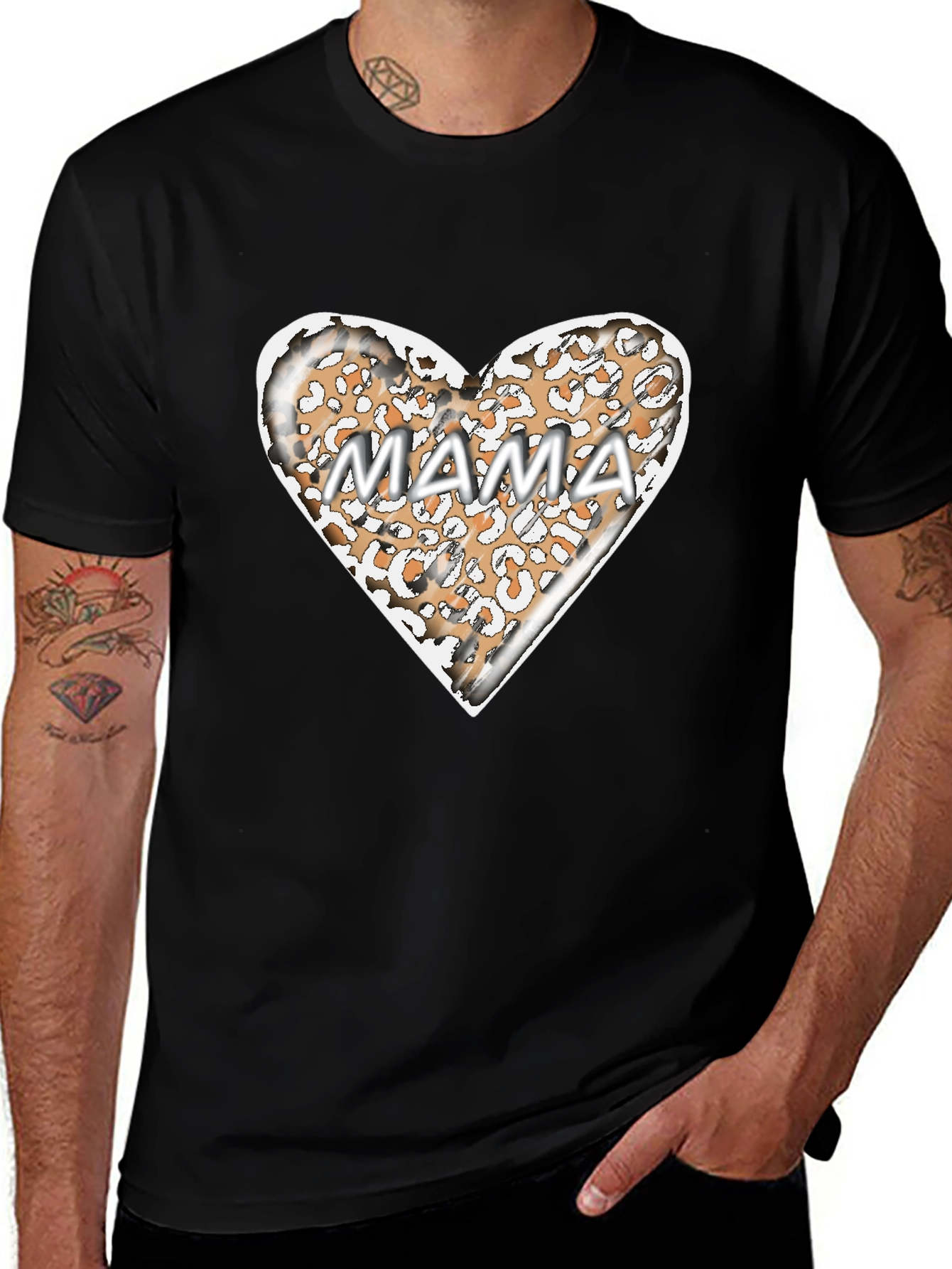 Variant 10 of Mama Leopard Print Heart Tee