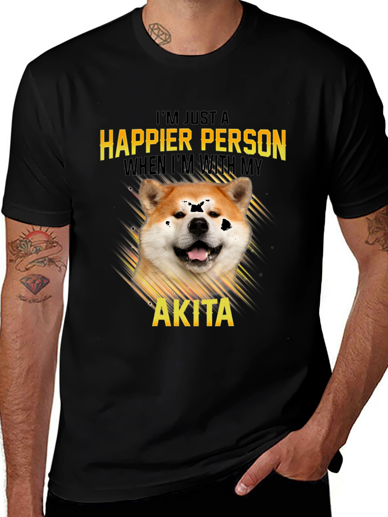 Akita Dog Lover T-Shirt: Happier Person Tee