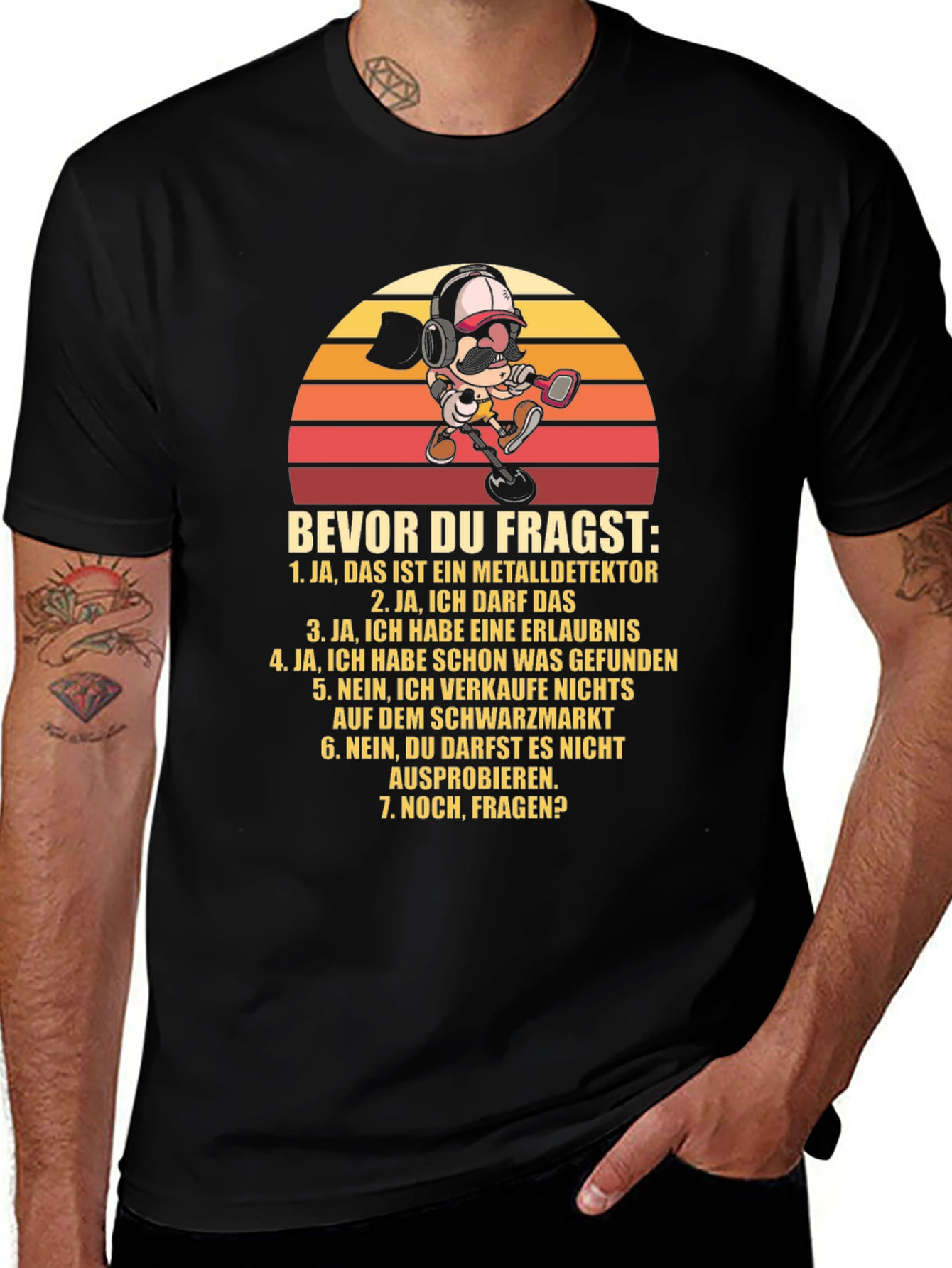 Variant 21 of Metal Detector Cartoon T-Shirt - Funny German Text