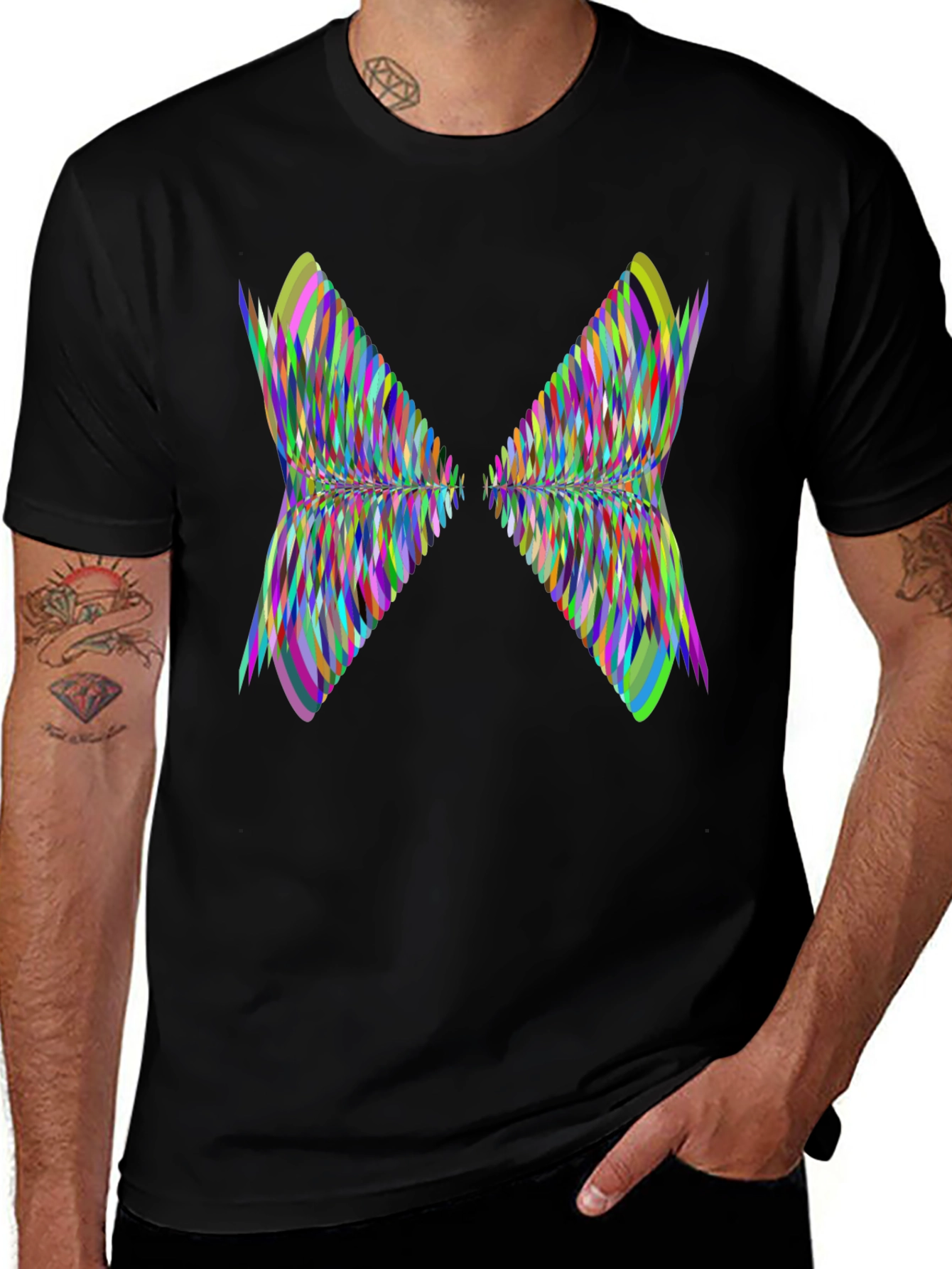 Variant 15 of Abstract Butterfly Wing Graphic Tee - Black Casual Shirt