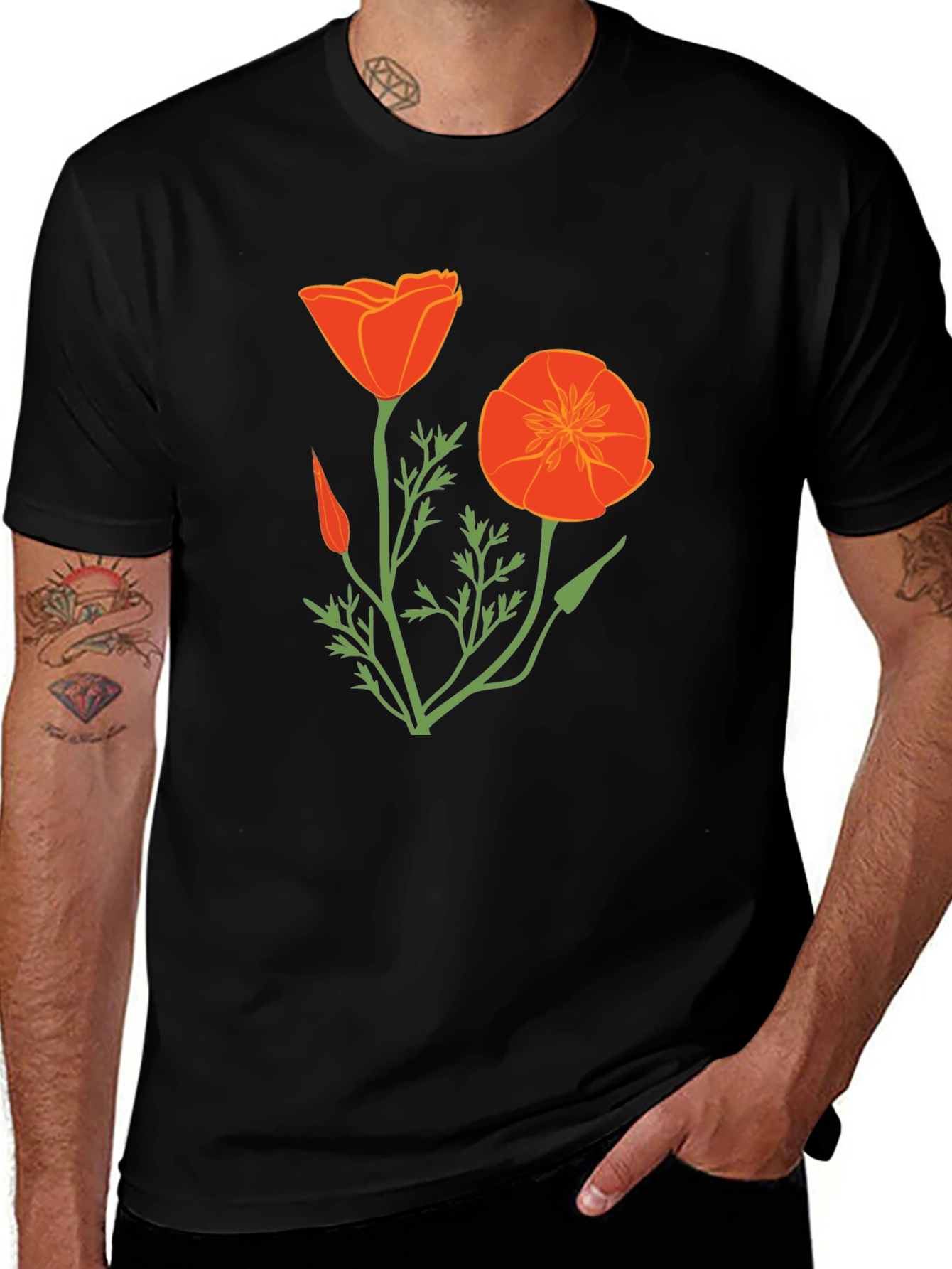 Variant 8 of California Poppy Graphic Tee - Black