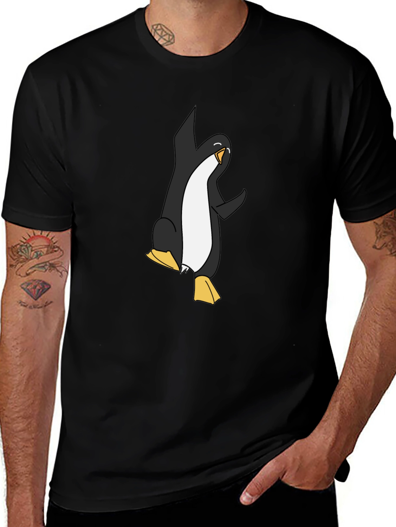 Variant 23 of Penguin Graphic Black T-Shirt | Unique Cartoon Design