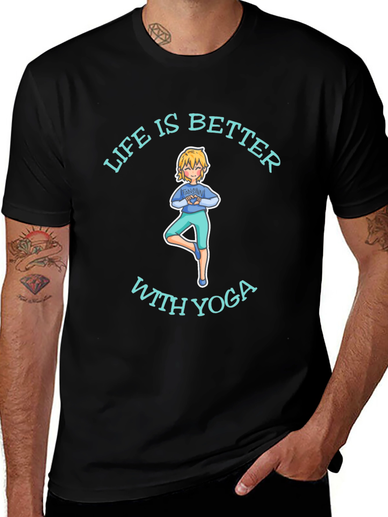 Variant 19 of Life is Better with Yoga Cartoon Graphic T-Shirt