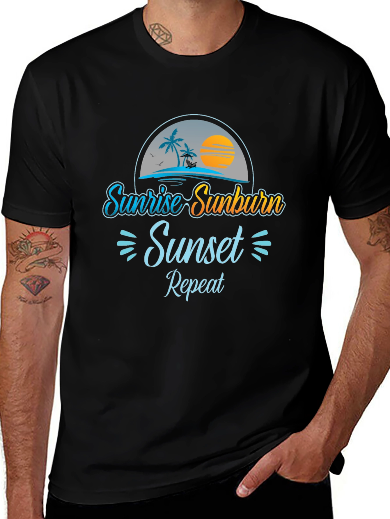 Variant 4 of Sunrise Sunburn Sunset Repeat Graphic Tee