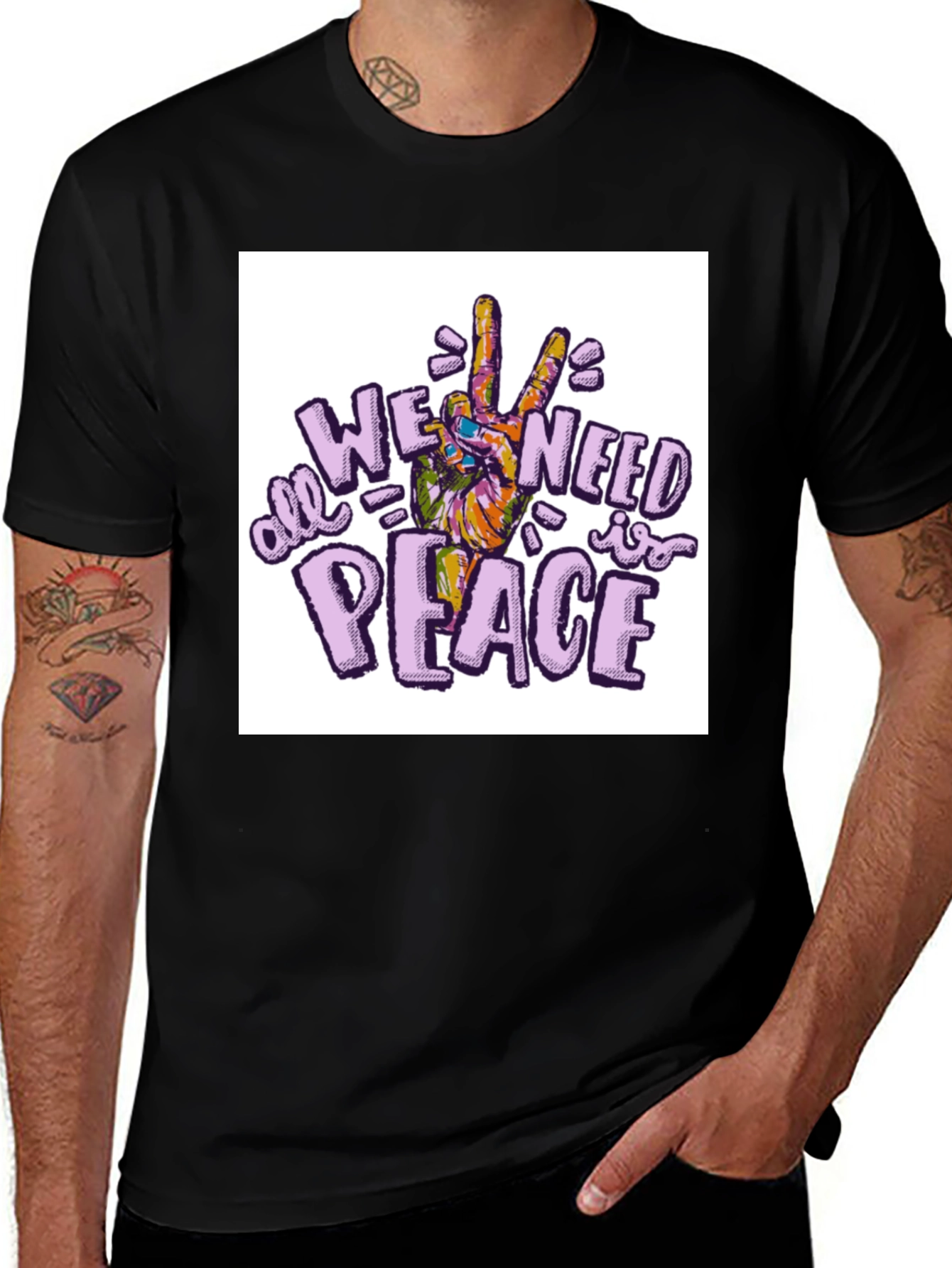 Variant 23 of All We Need Is Peace T-Shirt - Black