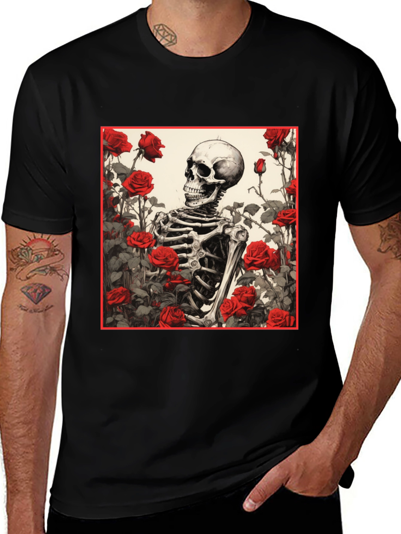 Variant 16 of Skeleton & Roses Graphic Tee - Modern Unisex T-Shirt