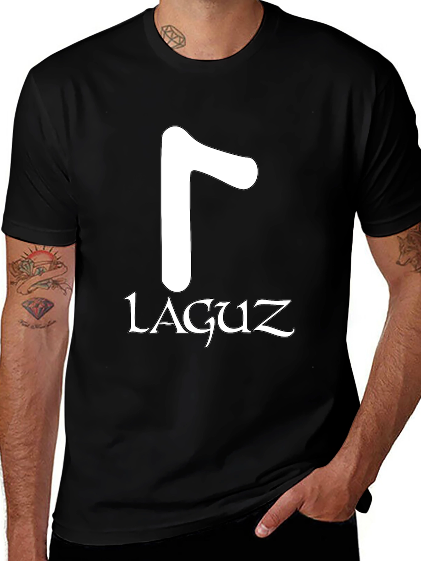 LAGUZ Viking Rune T-Shirt - Black