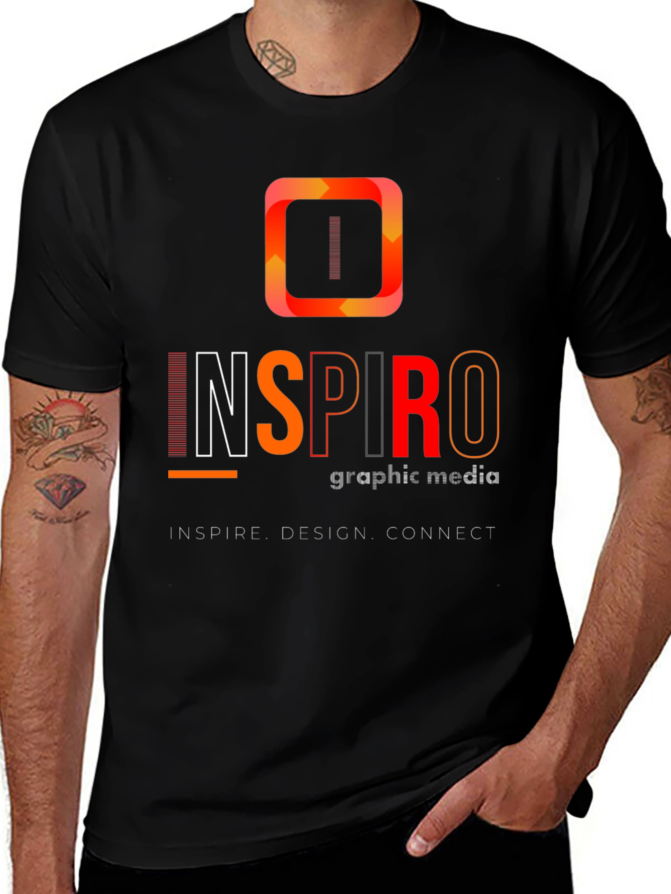 Variant 27 of Inspiro Graphic Media Black T-Shirt