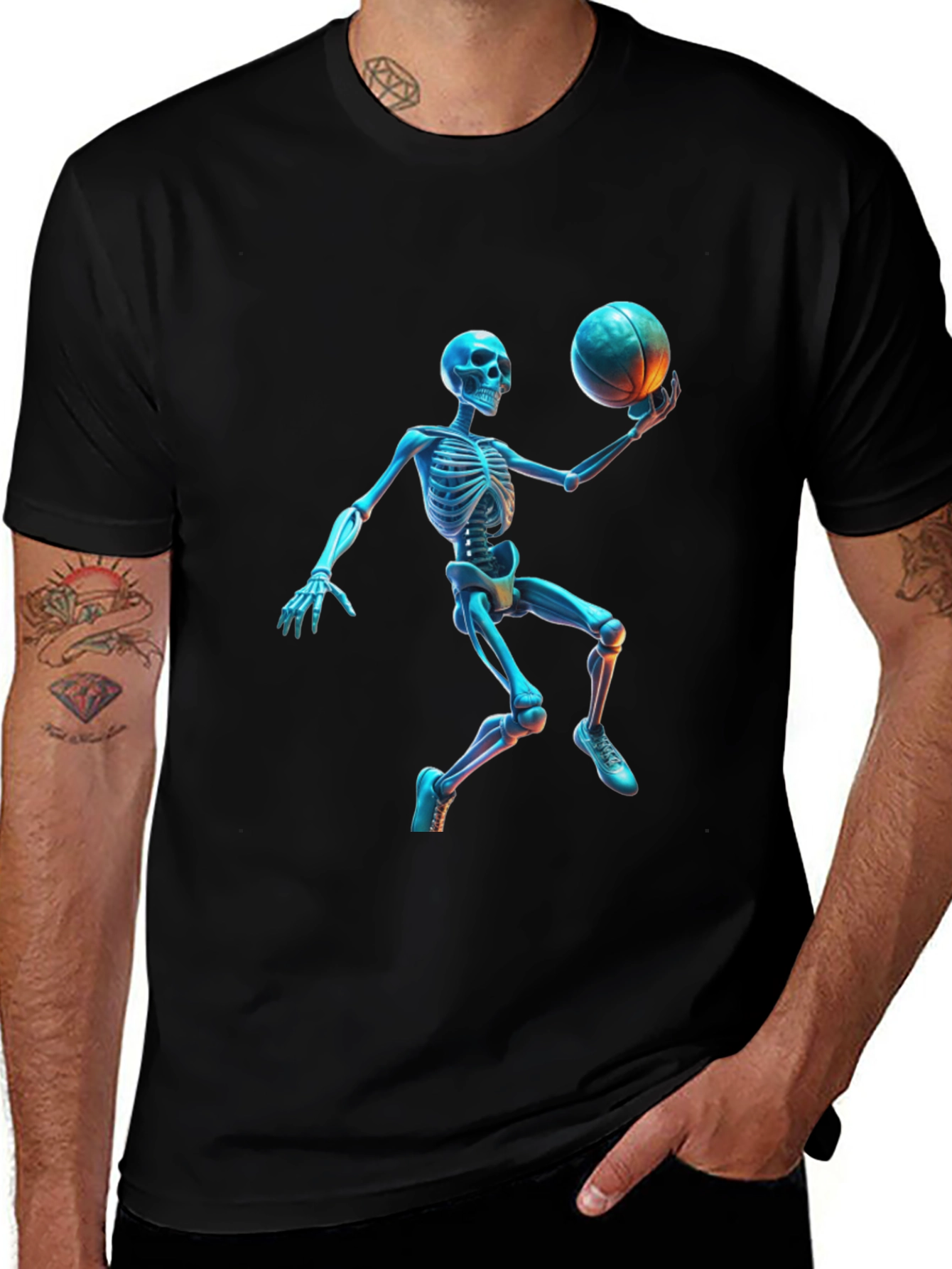 Variant 27 of Skeleton Basketball Graphic Tee - Cool & Unique Design