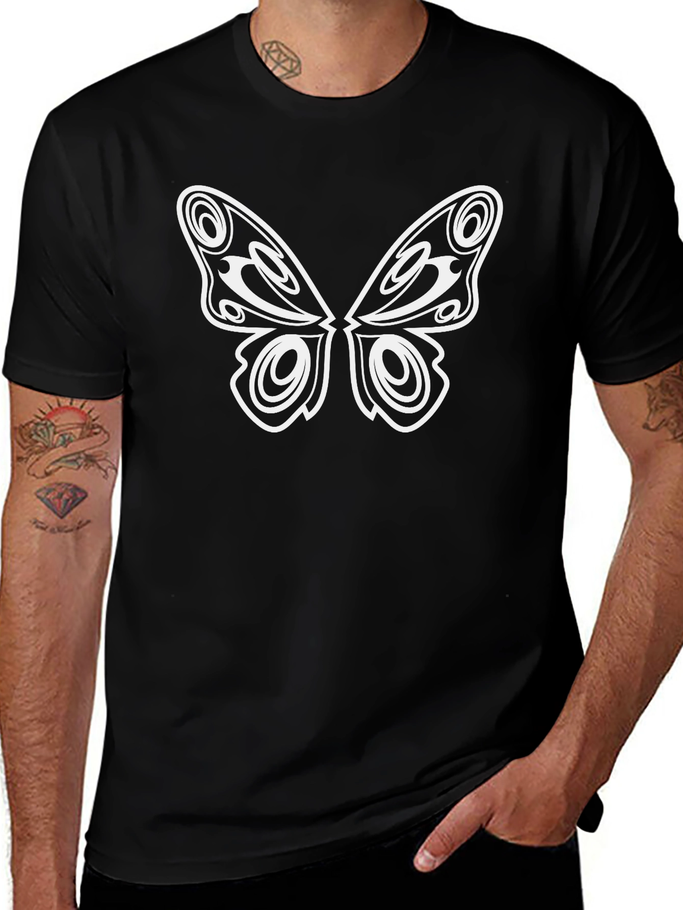 Variant 10 of Butterfly Graphic Tee - Black Casual T-Shirt