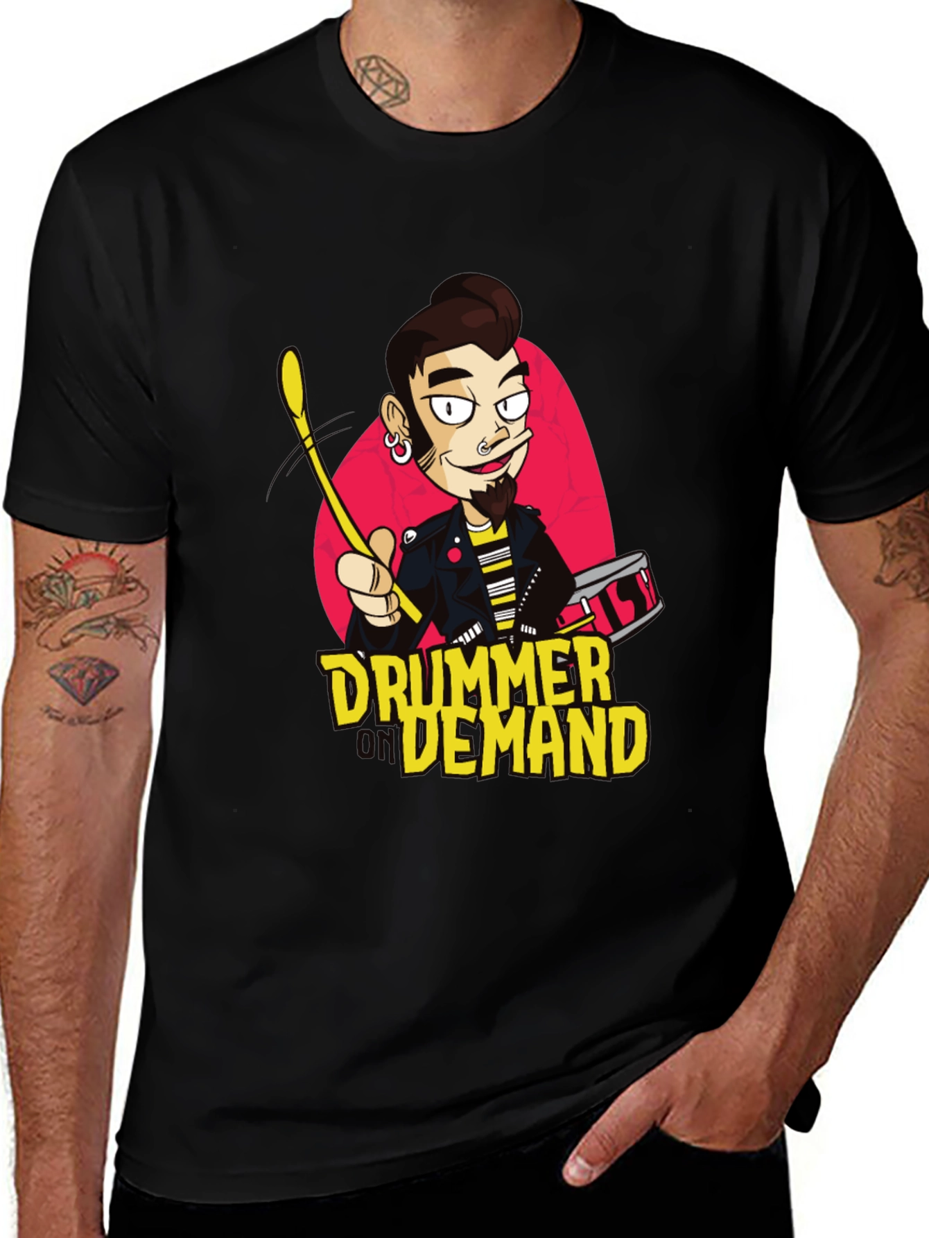 Variant 9 of Drummer on Demand Graphic Tee - Black