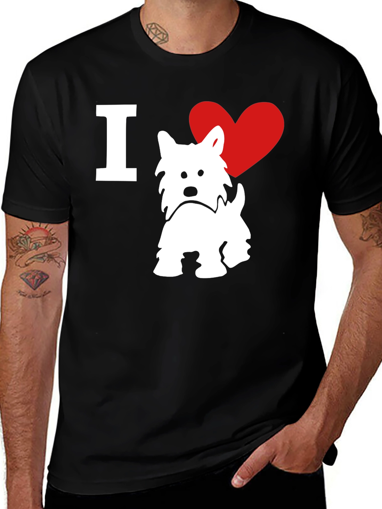 I Love Westie Dog Graphic Tee - Black