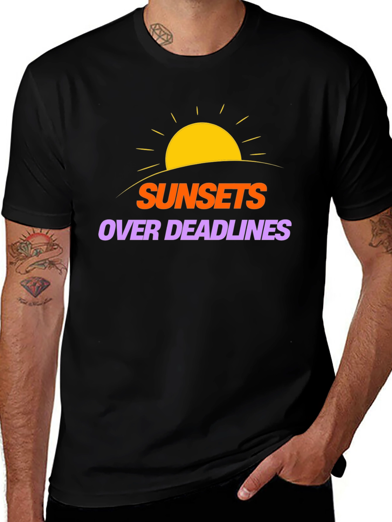 Sunsets Over Deadlines Graphic Tee