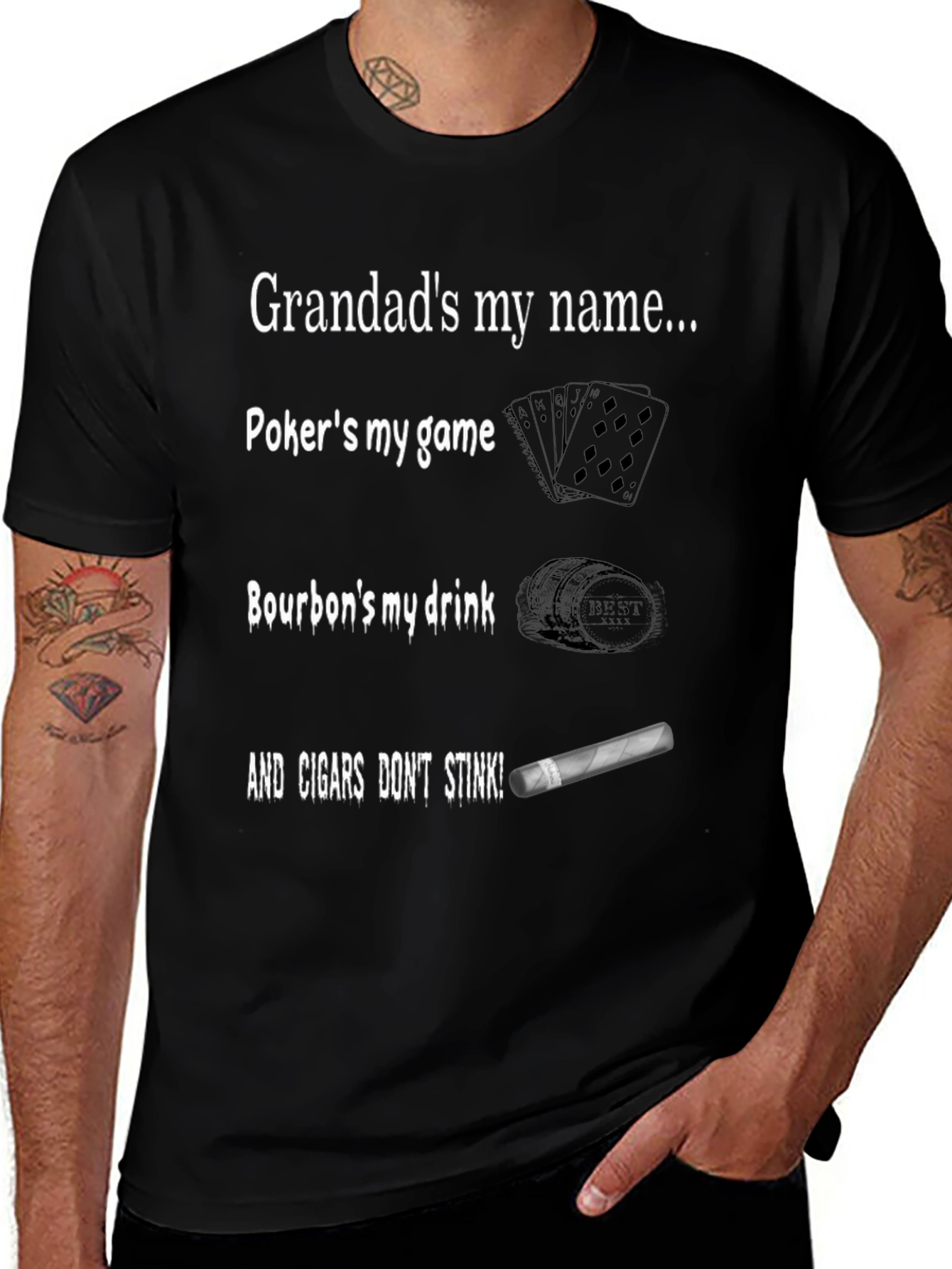 Black Grandad's Poker, Bourbon & Cigar T-Shirt main image