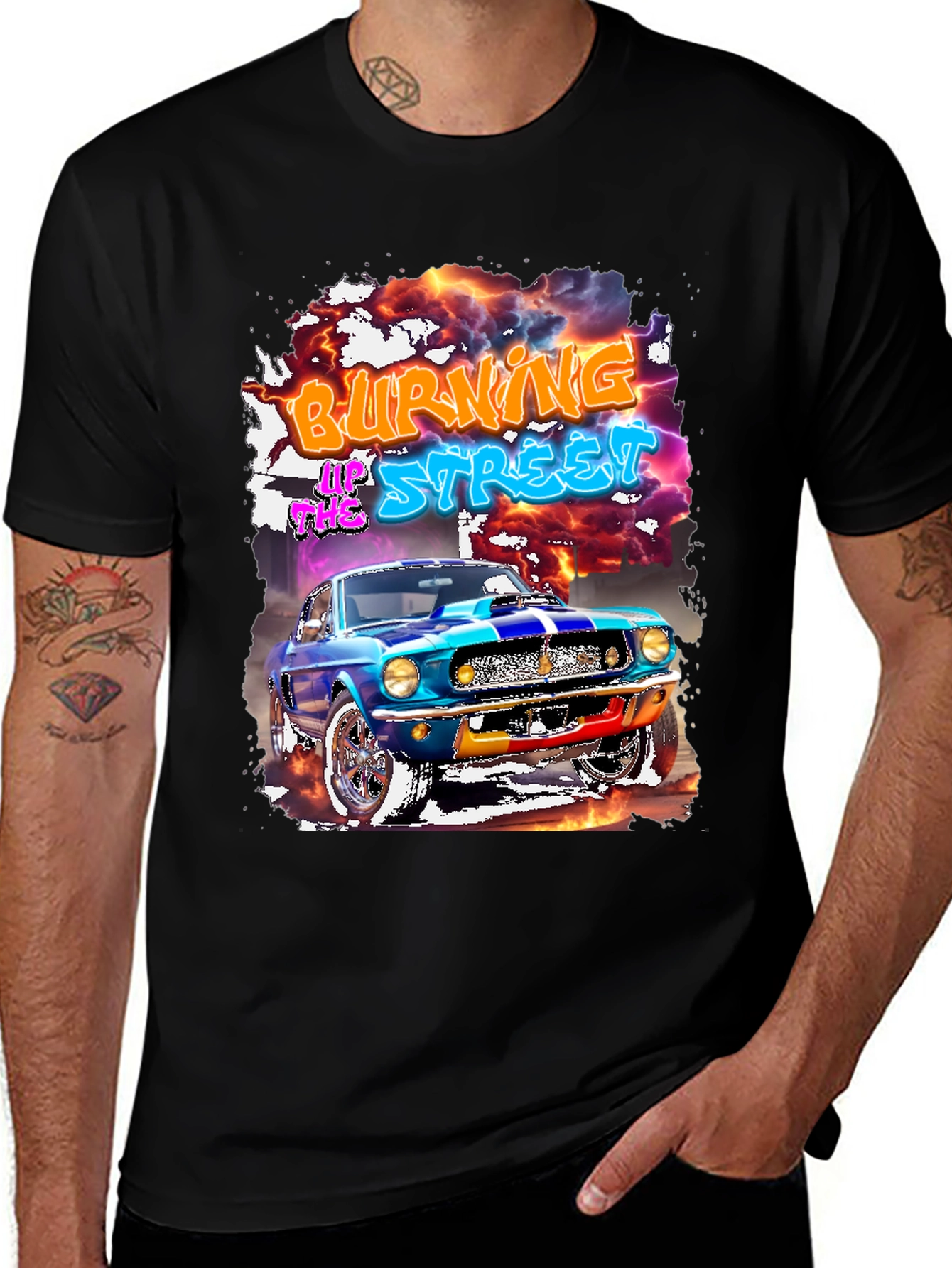 Variant 2 of Burning Up The Street Car Graphic T-Shirt