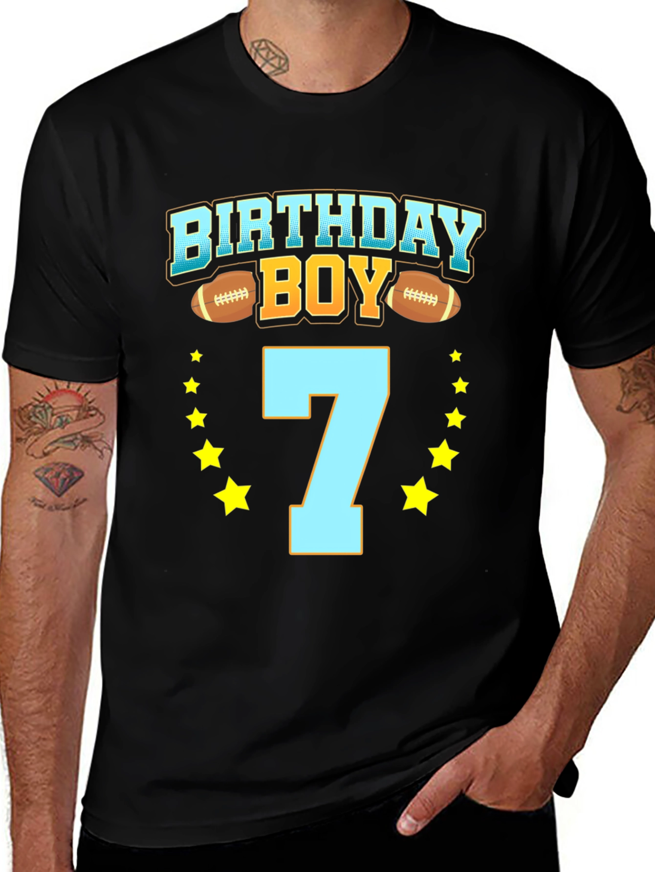 Birthday Boy Number 7 Football T-Shirt