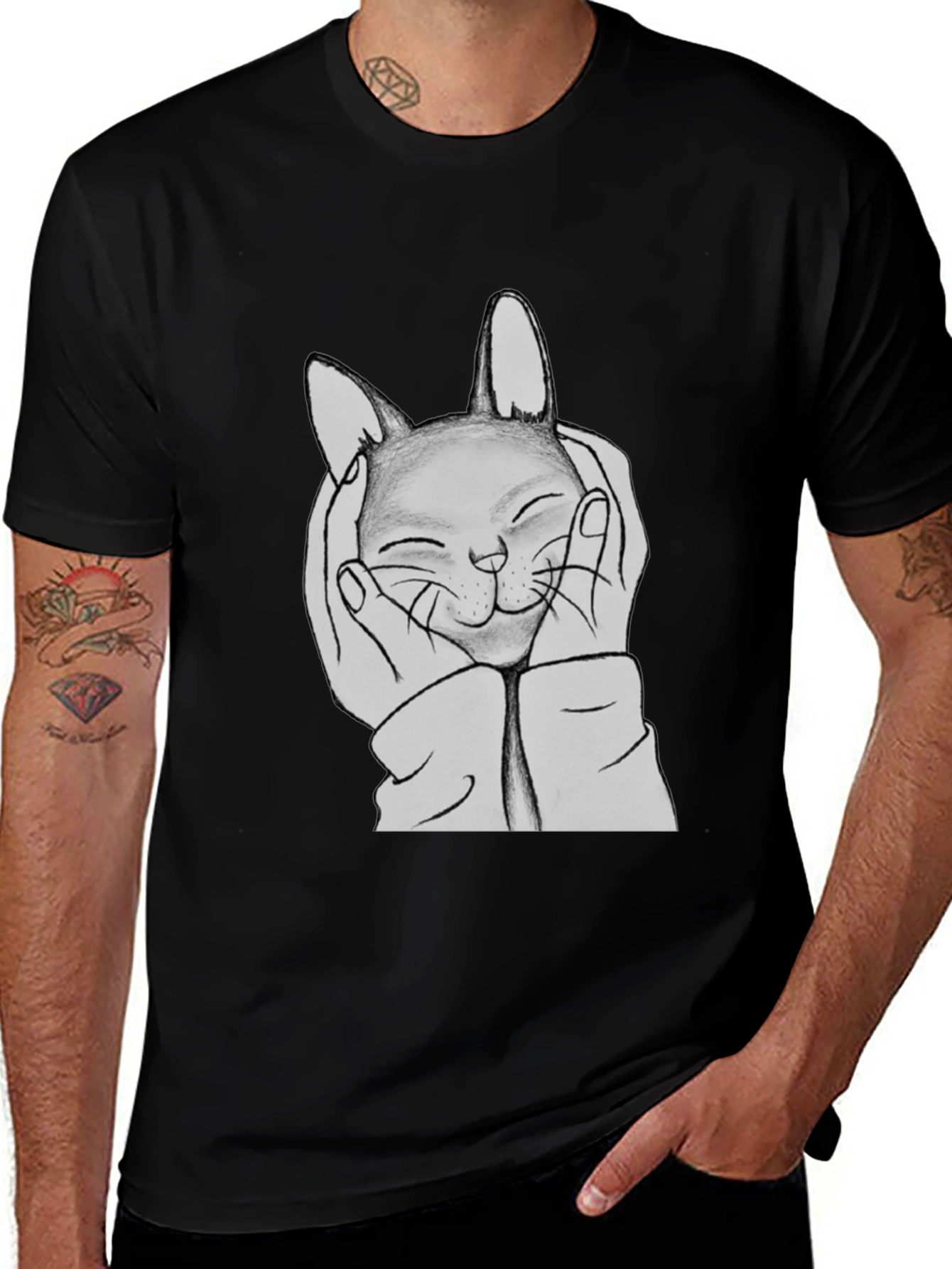 Variant 28 of Cute Cat Hands Black Graphic Tee