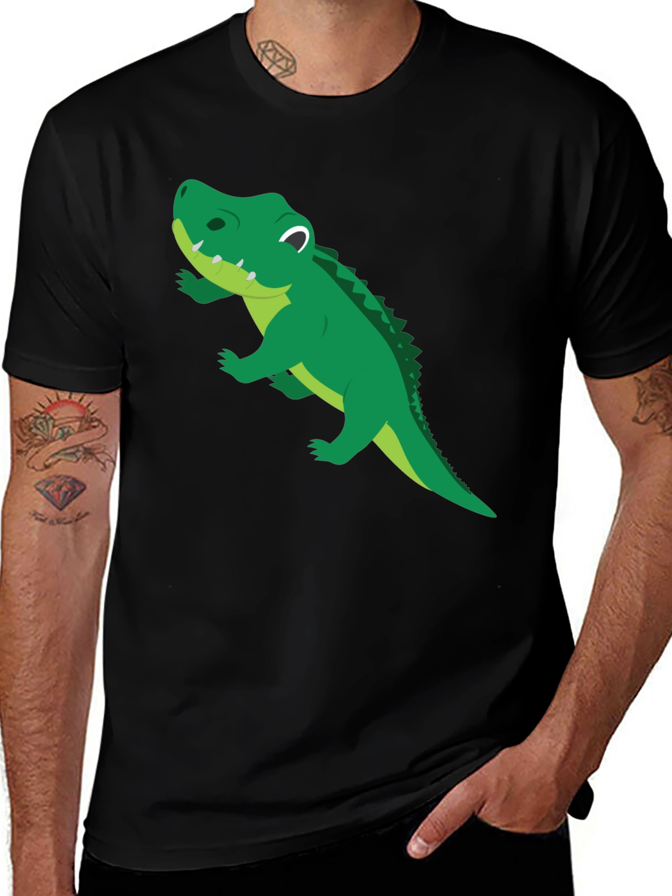 Variant 30 of Cartoon Alligator Black T-Shirt