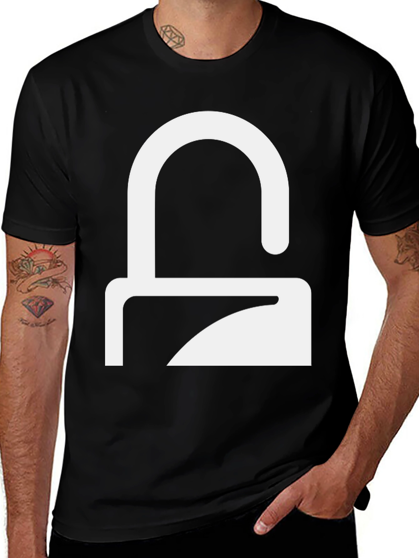 Variant 29 of Modern Black T-Shirt with Abstract White Design