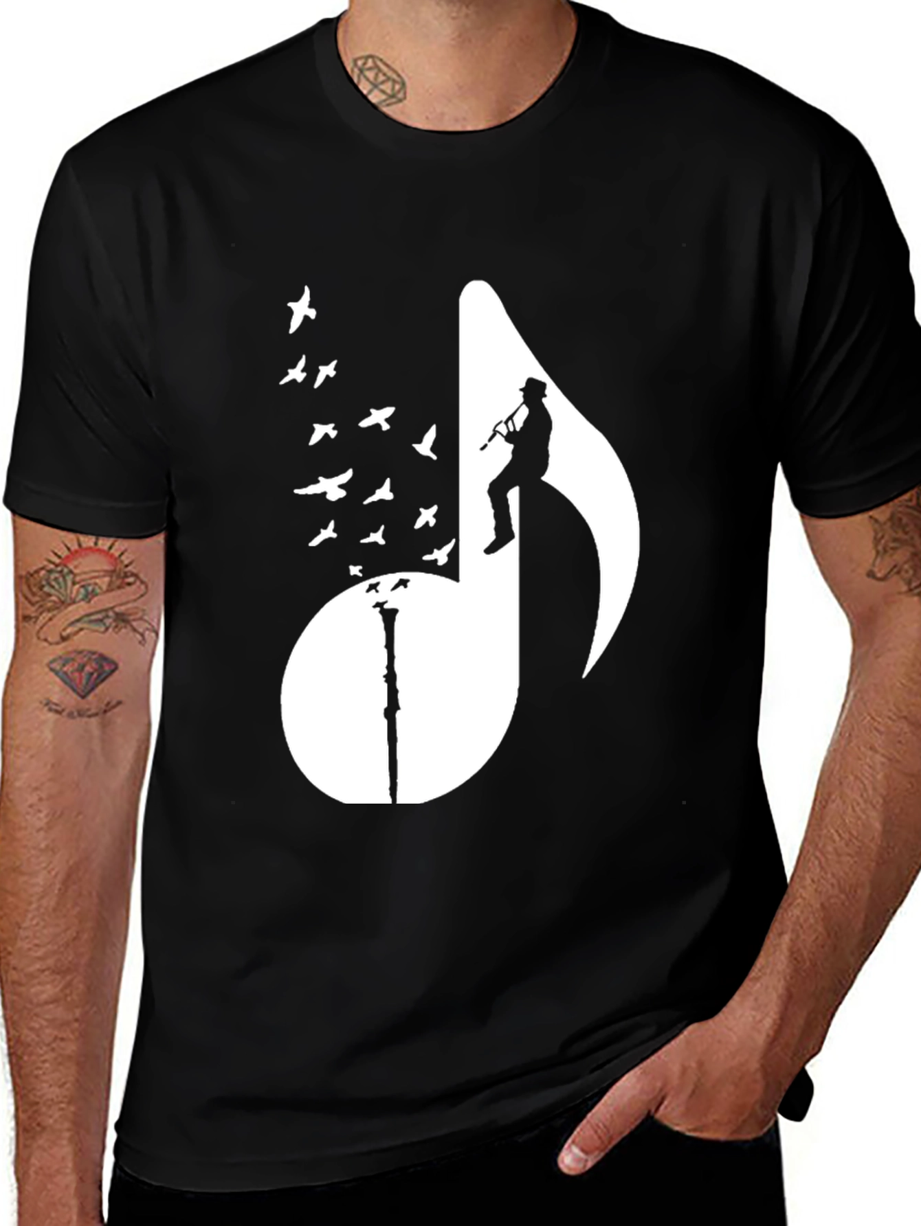 Variant 23 of Musical Note Bird T-Shirt - Stylish Graphic Tee